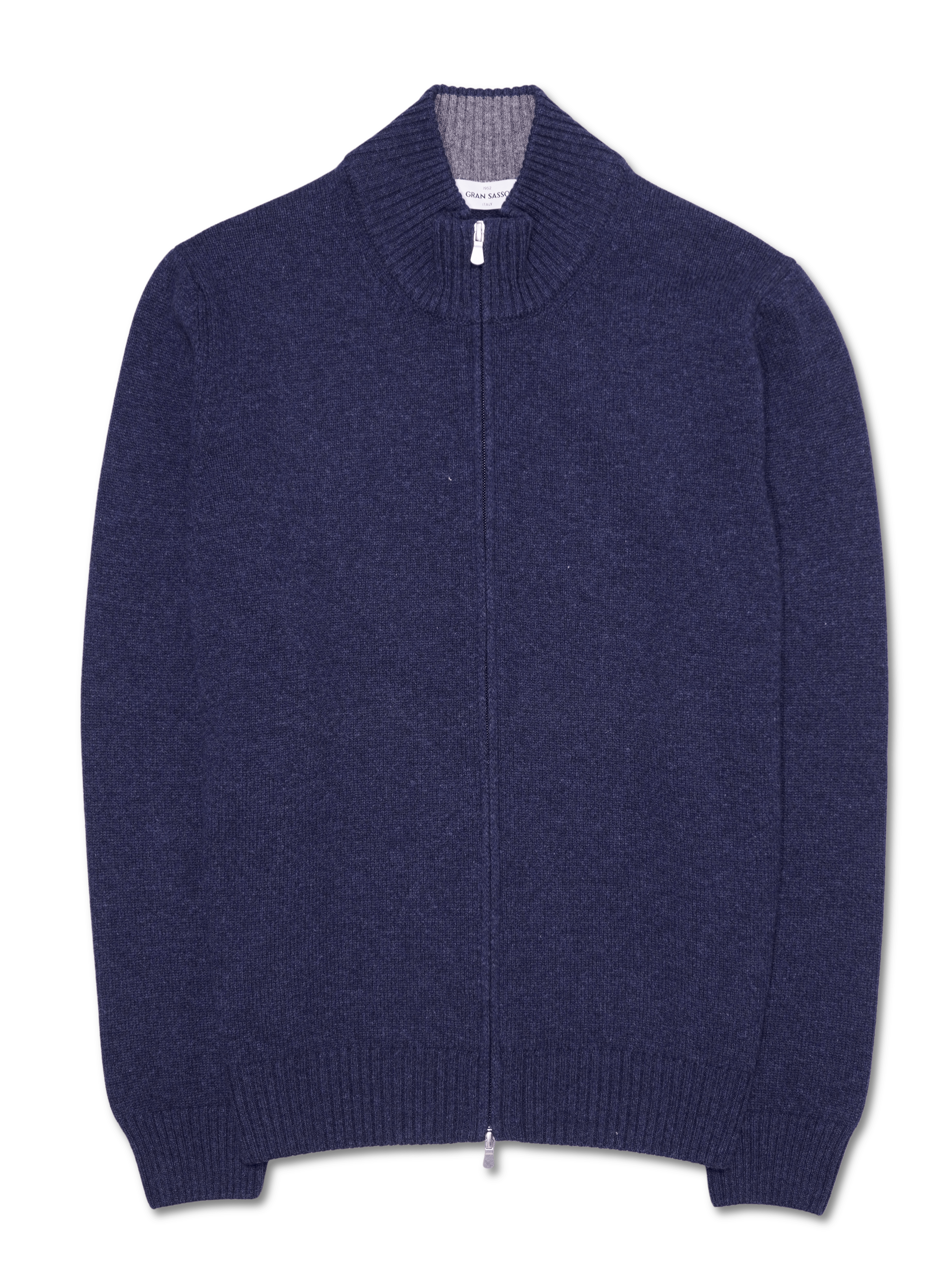 Gran Sasso Full Zip Wool Cashmere Blue