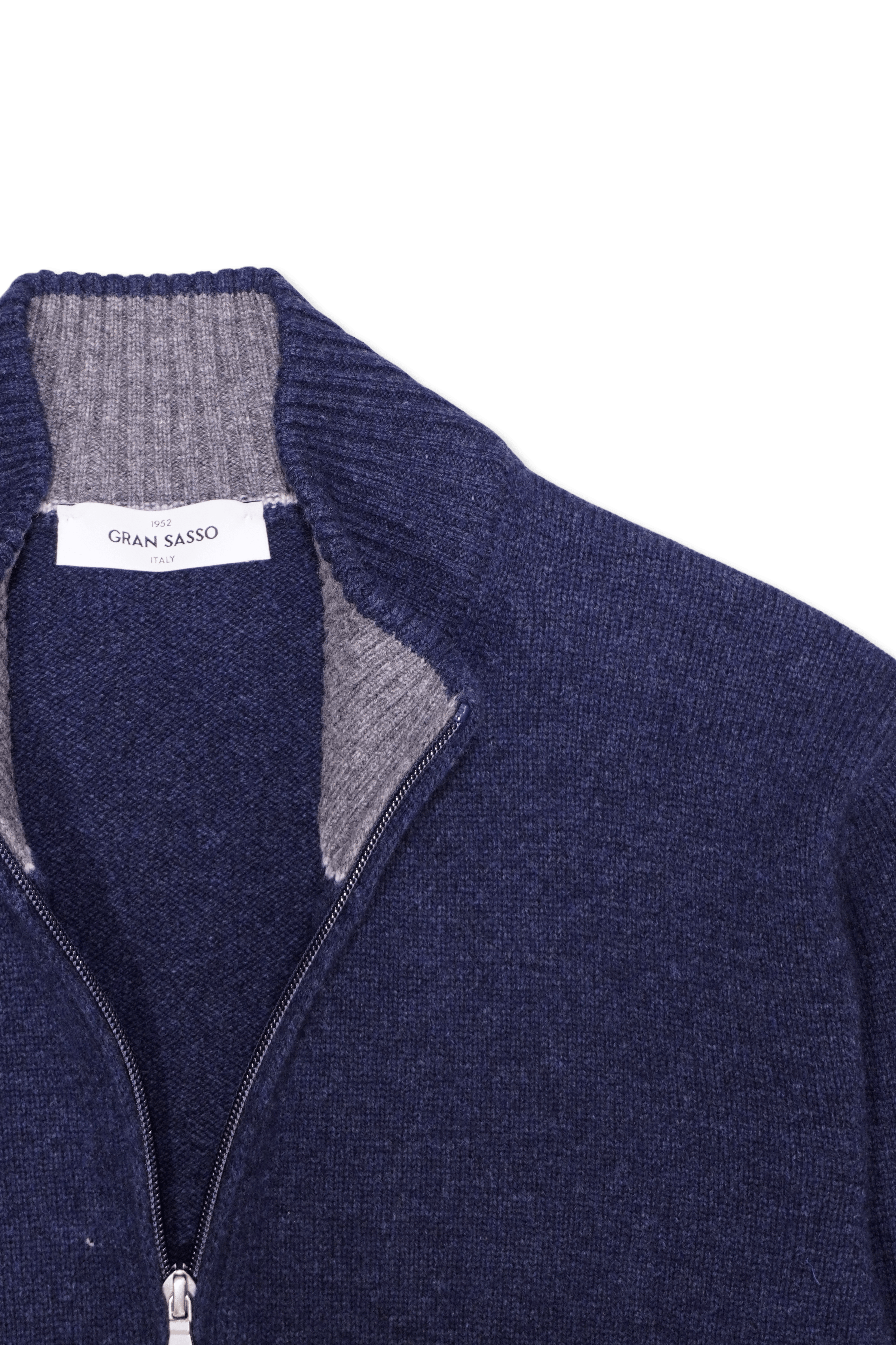 Gran Sasso Full Zip Wool Cashmere Blue