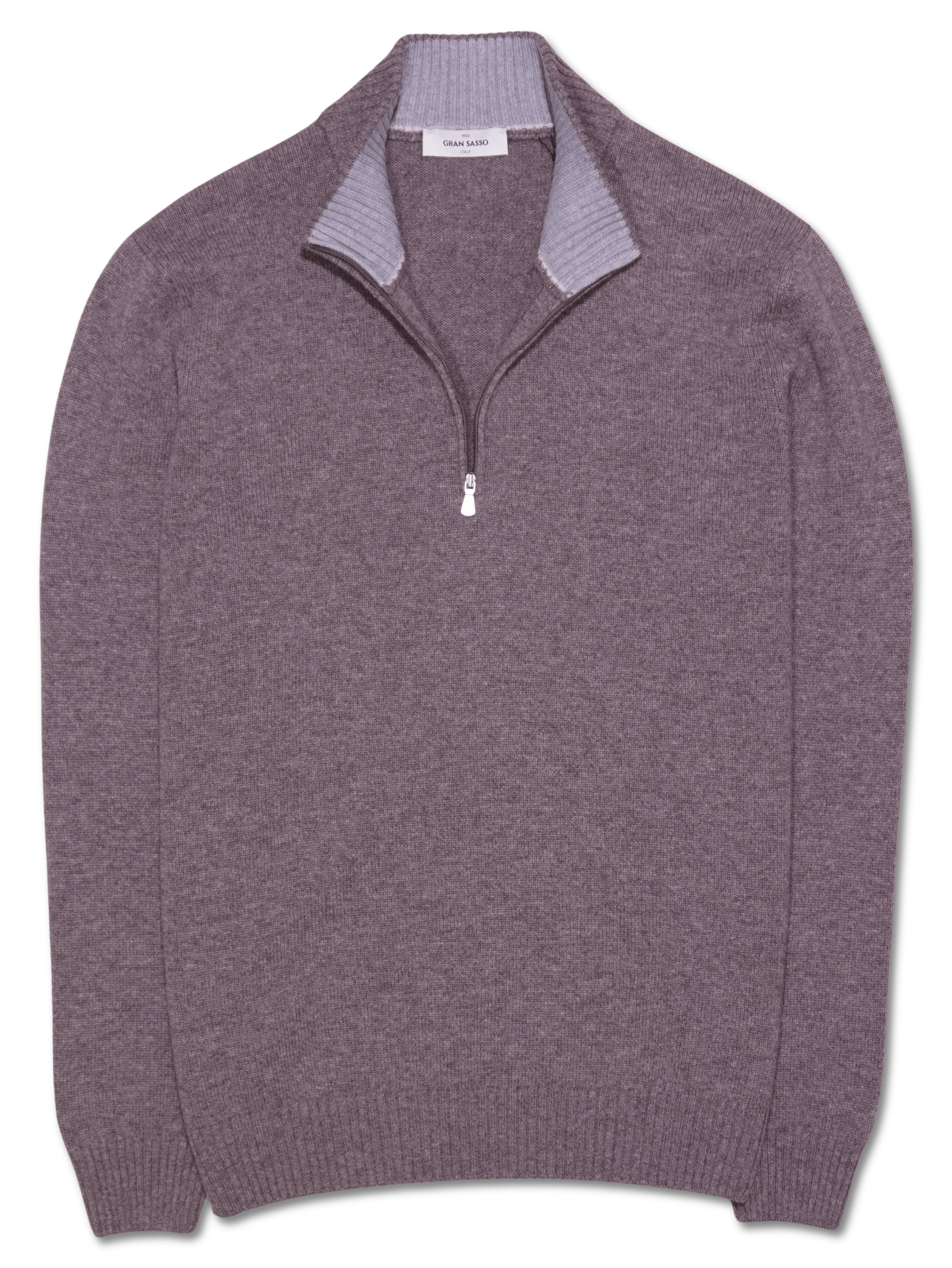 Gran Sasso Half Zip Wool Cashmere Taupe