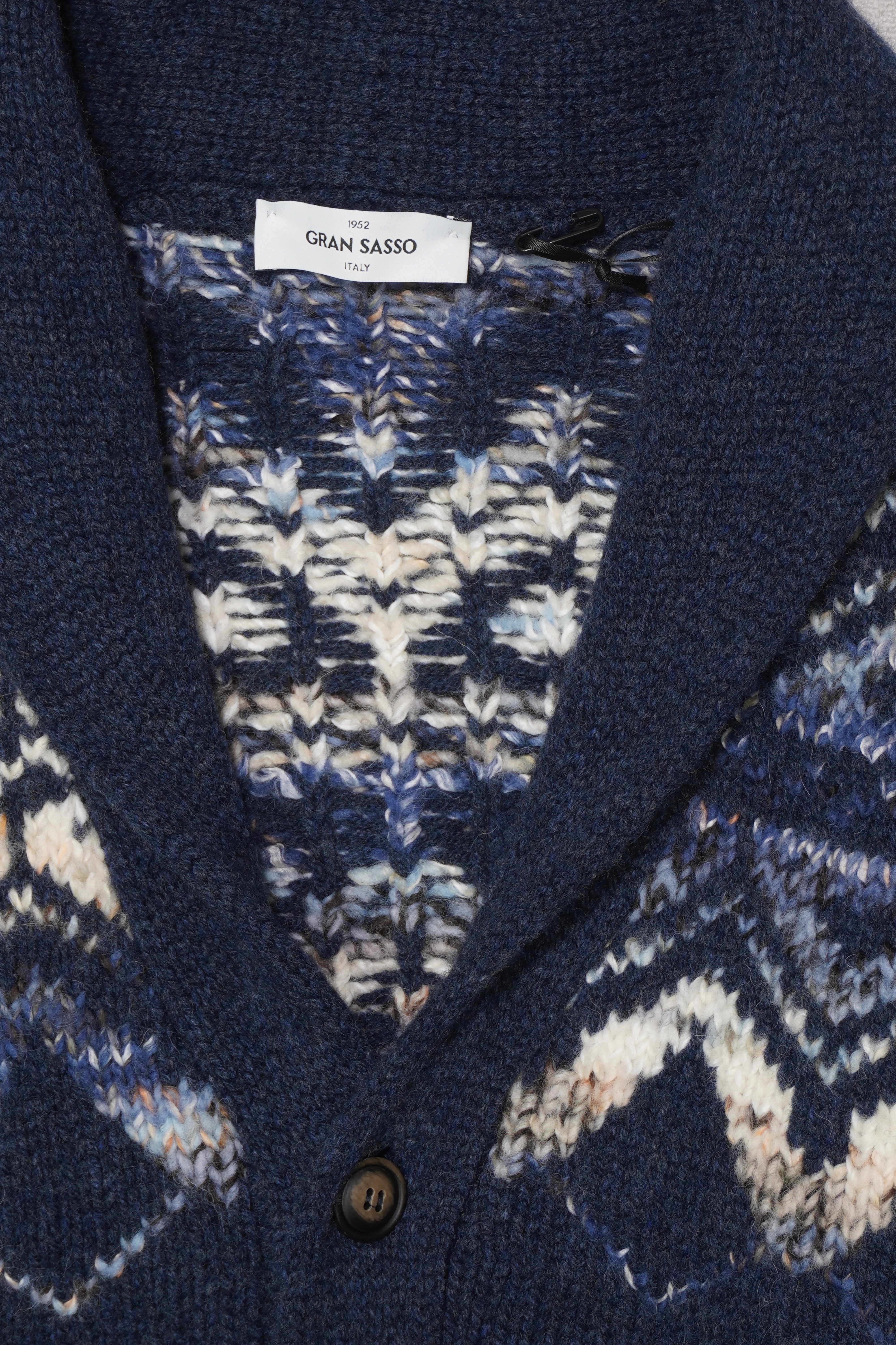 Gran Sasso Shawl Collar Patterned Blue