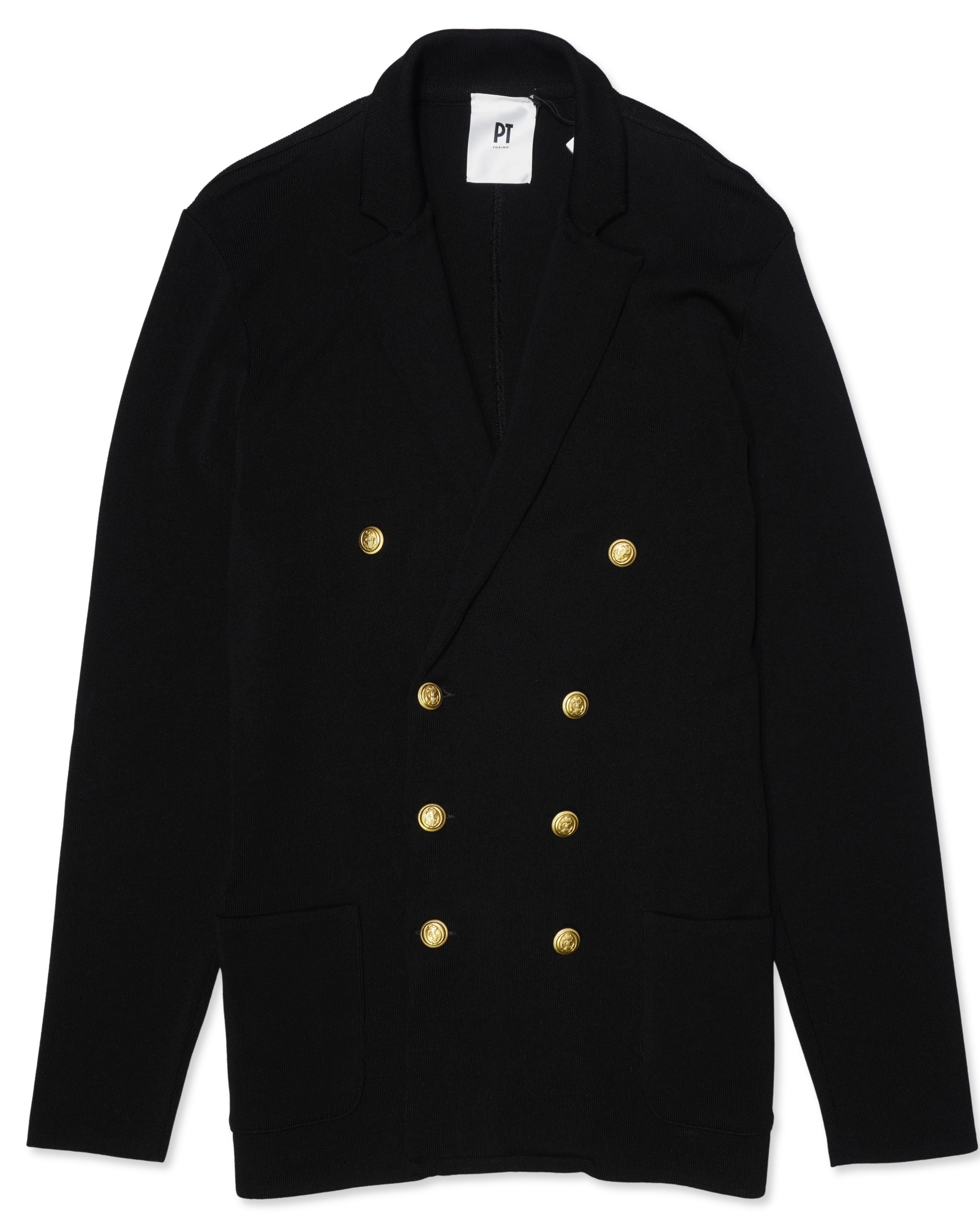 PT Torino Double Breasted Knit Blazer Black