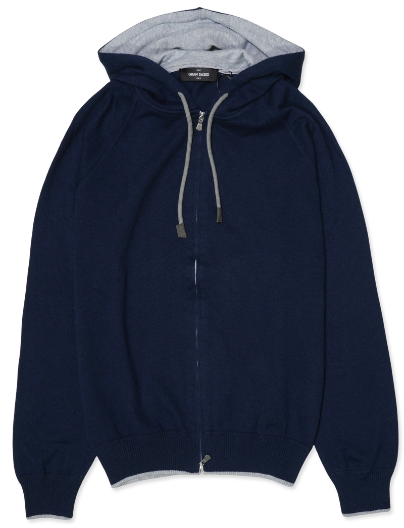 Gran Sasso Cashmere Cotton Hoodie Navy