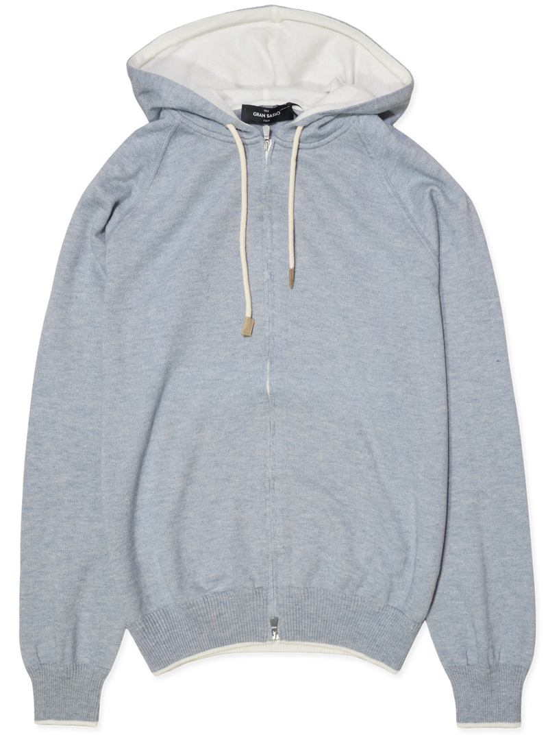 Gran Sasso Cashmere Cotton Hoodie Light Blue