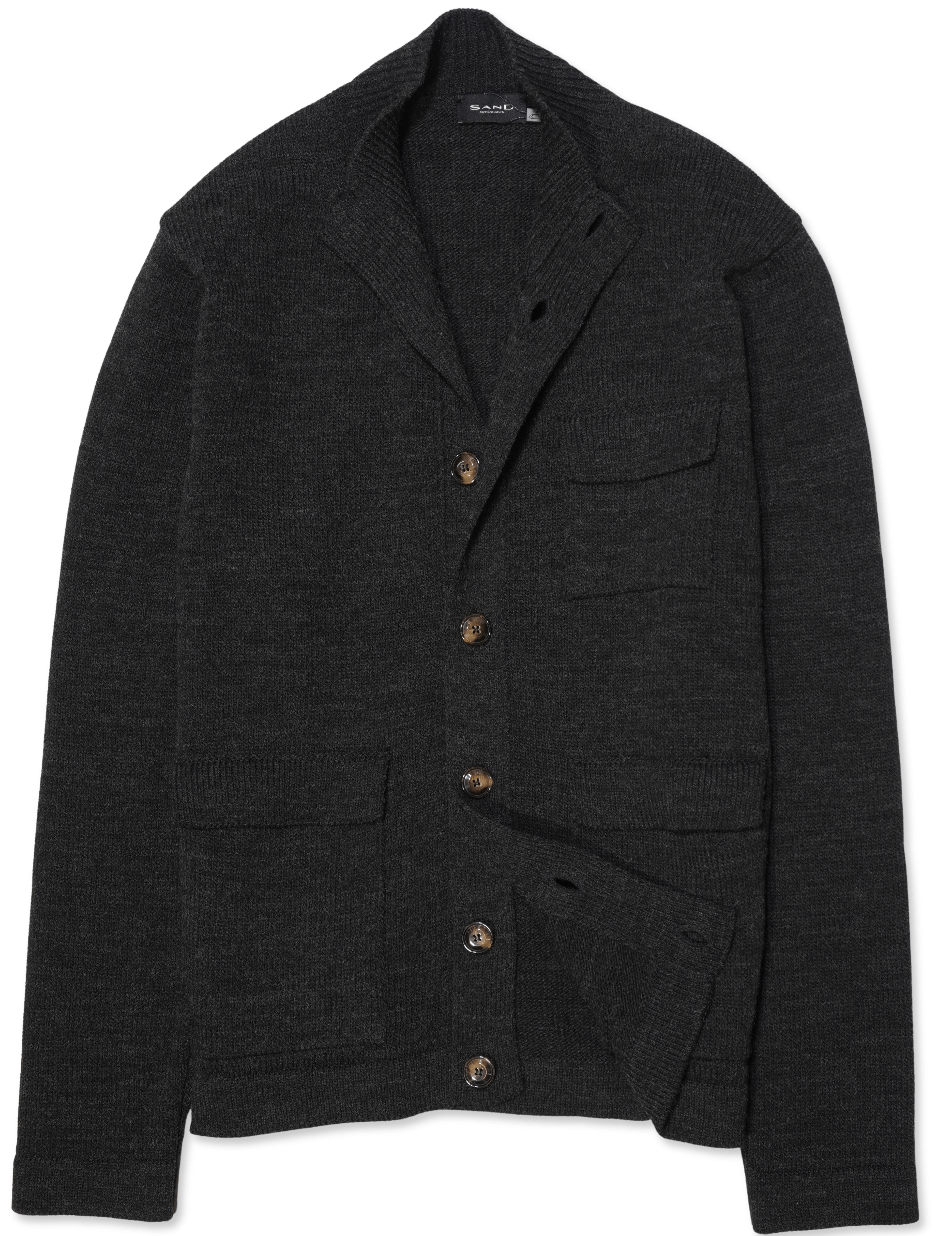 Sand Buttoned Cardigan Dark Grey
