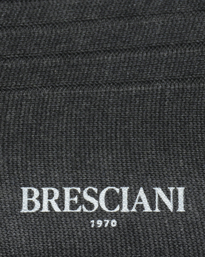 Bresciani Pure Cotton Ribbed Socks Dark Grey