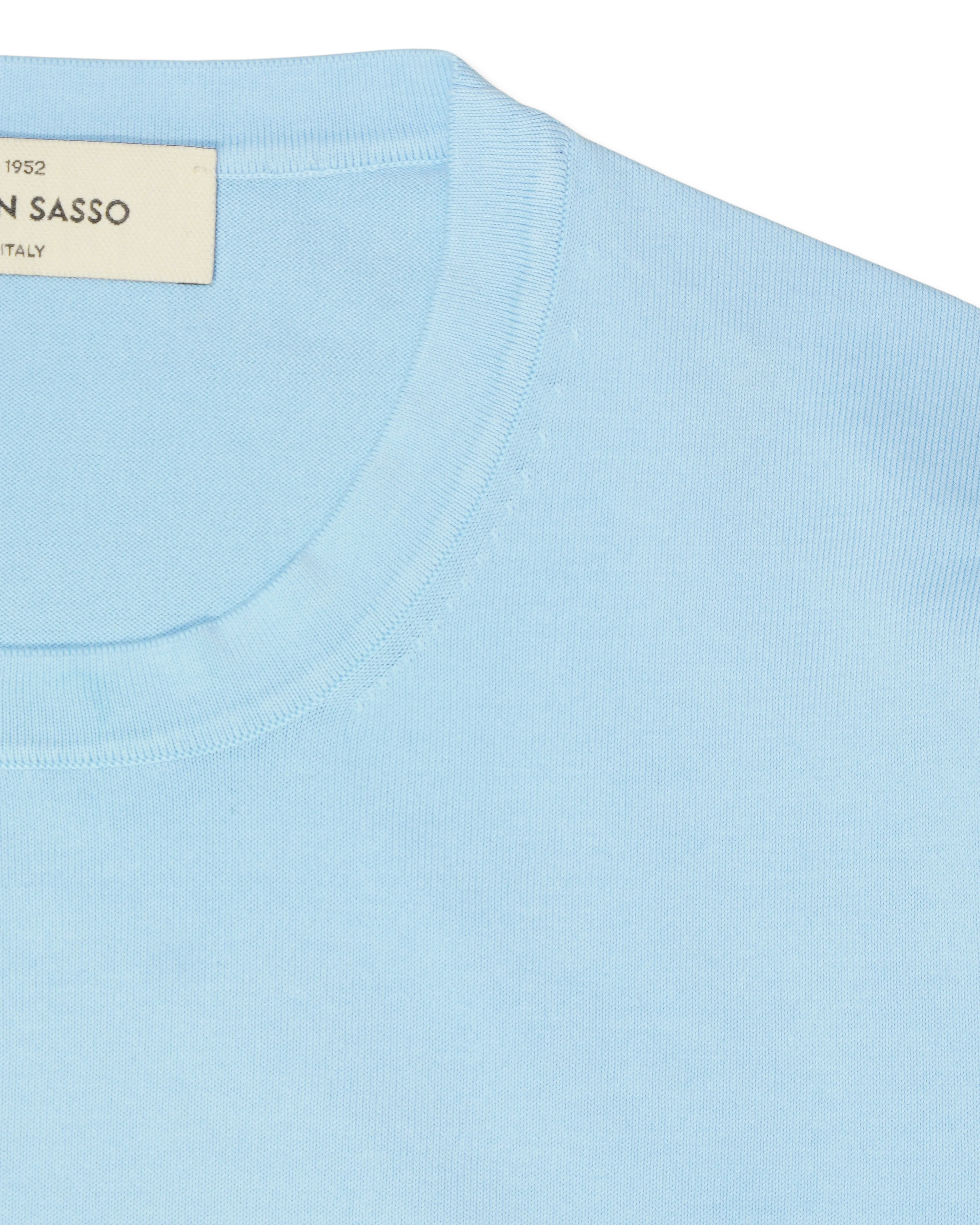 Gran Sasso Knitted T-Shirt Washed Cotton Light Blue