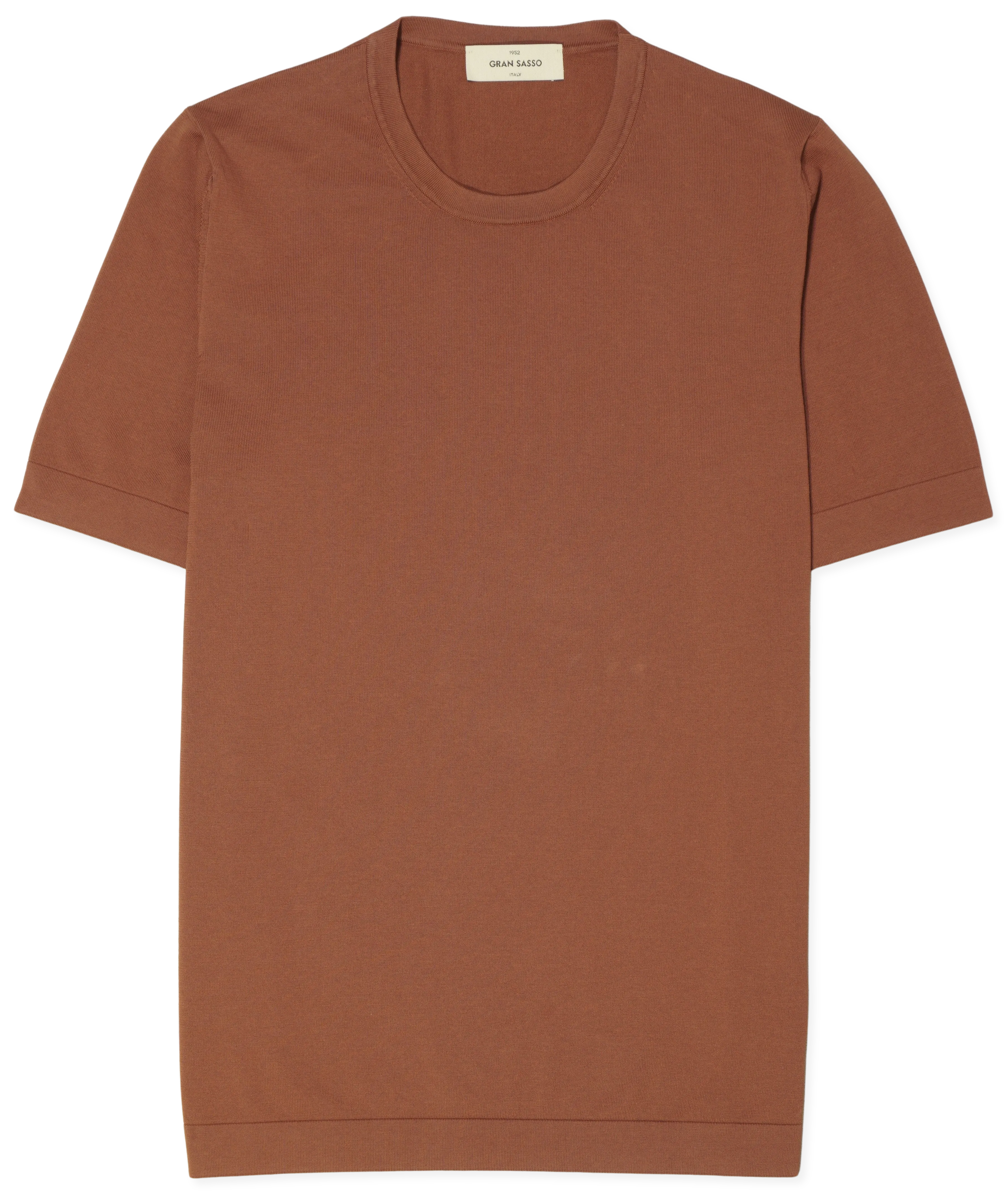 Gran Sasso Knitted T-Shirt Washed Cotton Terracotta