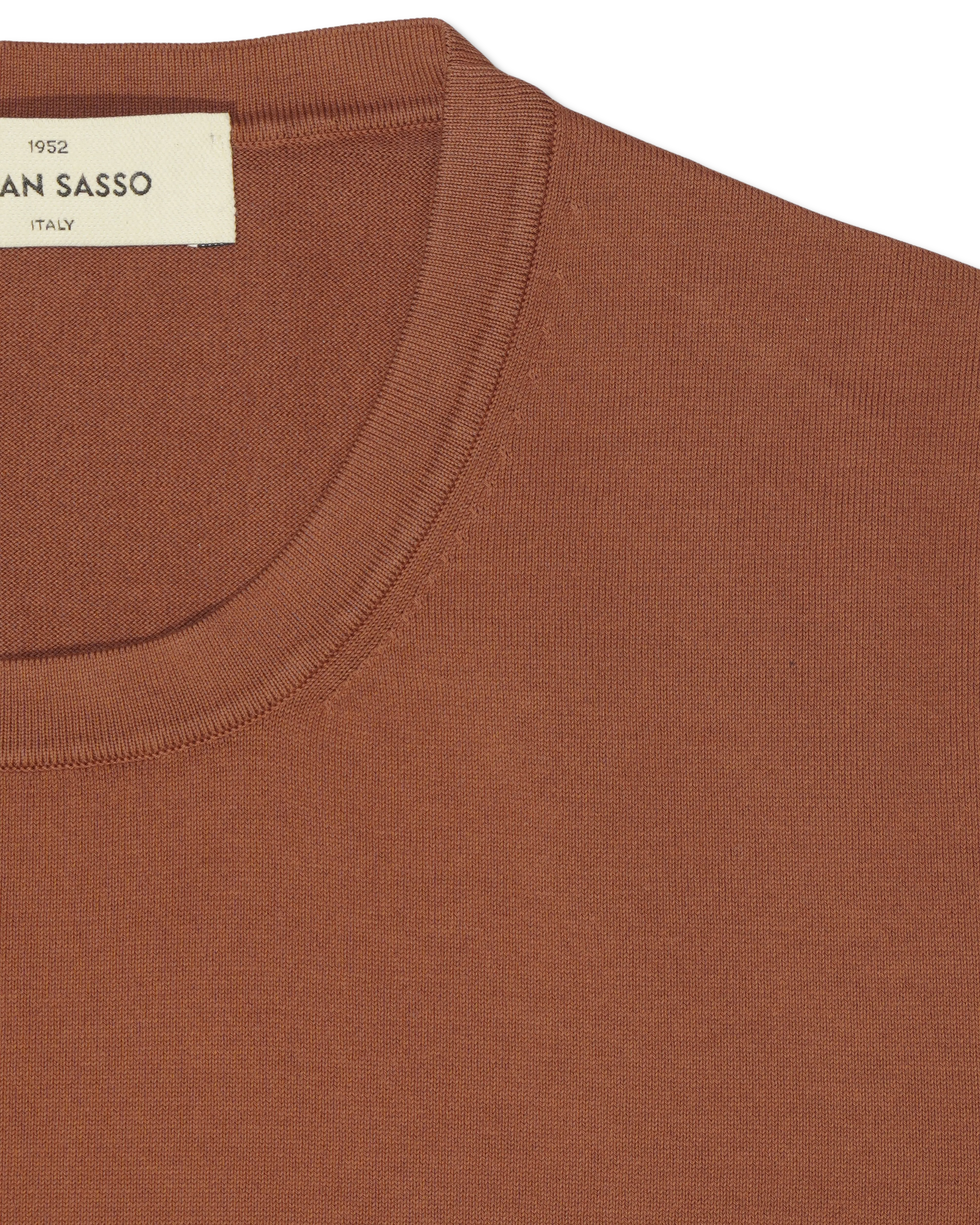 Gran Sasso Knitted T-Shirt Washed Cotton Terracotta