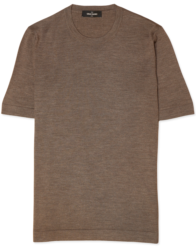 Gran Sasso Knitted T-Shirt Cashmere Silk Light Brown
