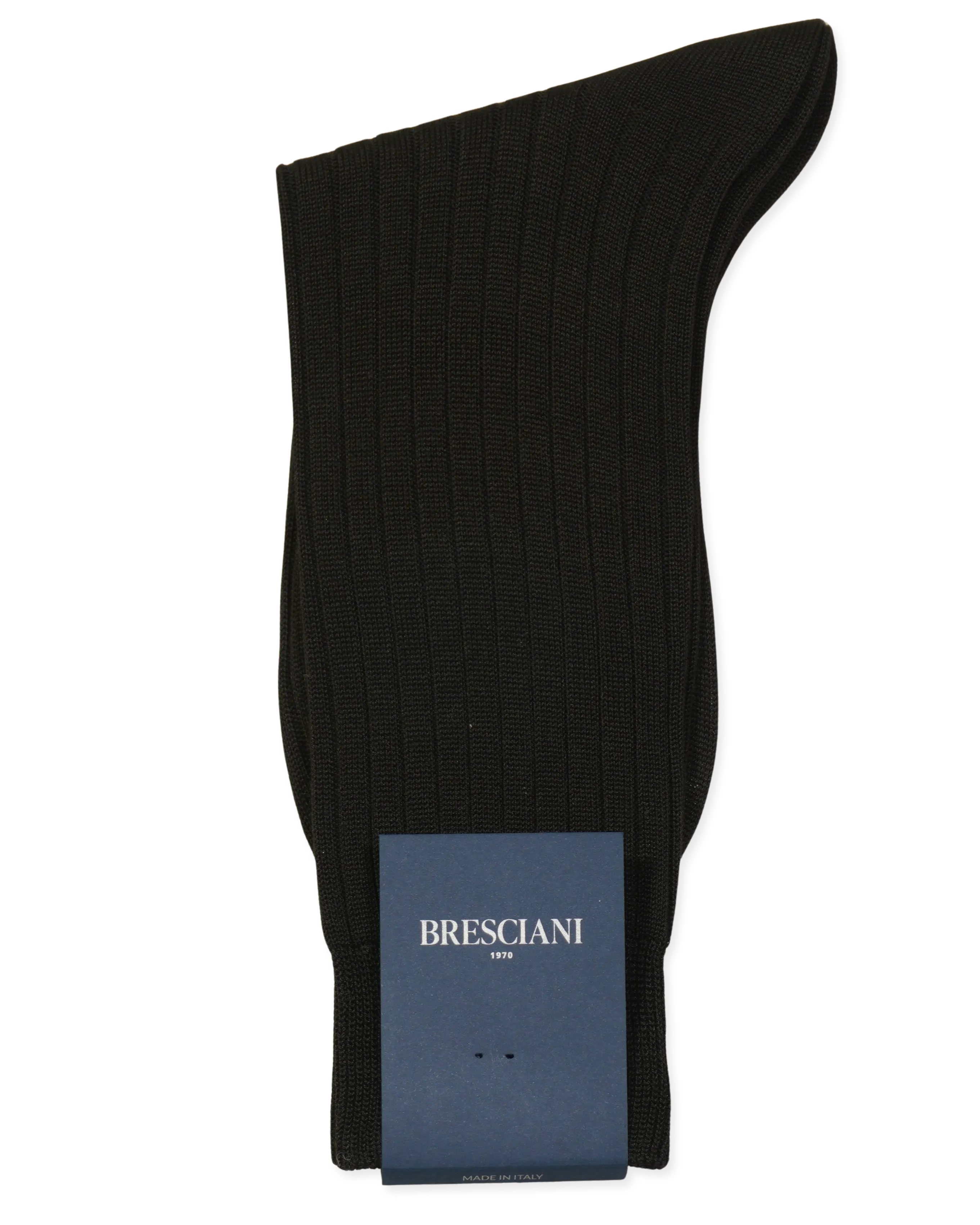 Bresciani Pure Cotton Ribbed Socks Dark Brown