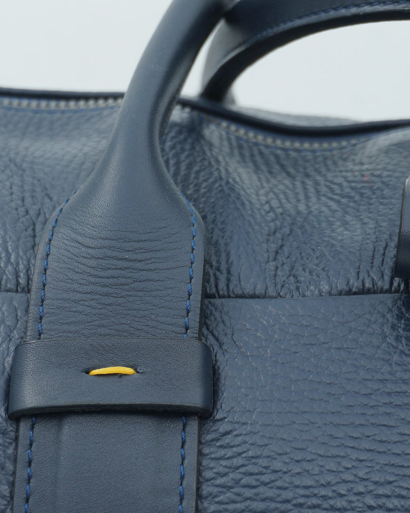 Doucals Weekend Bag Grained Leather Blue