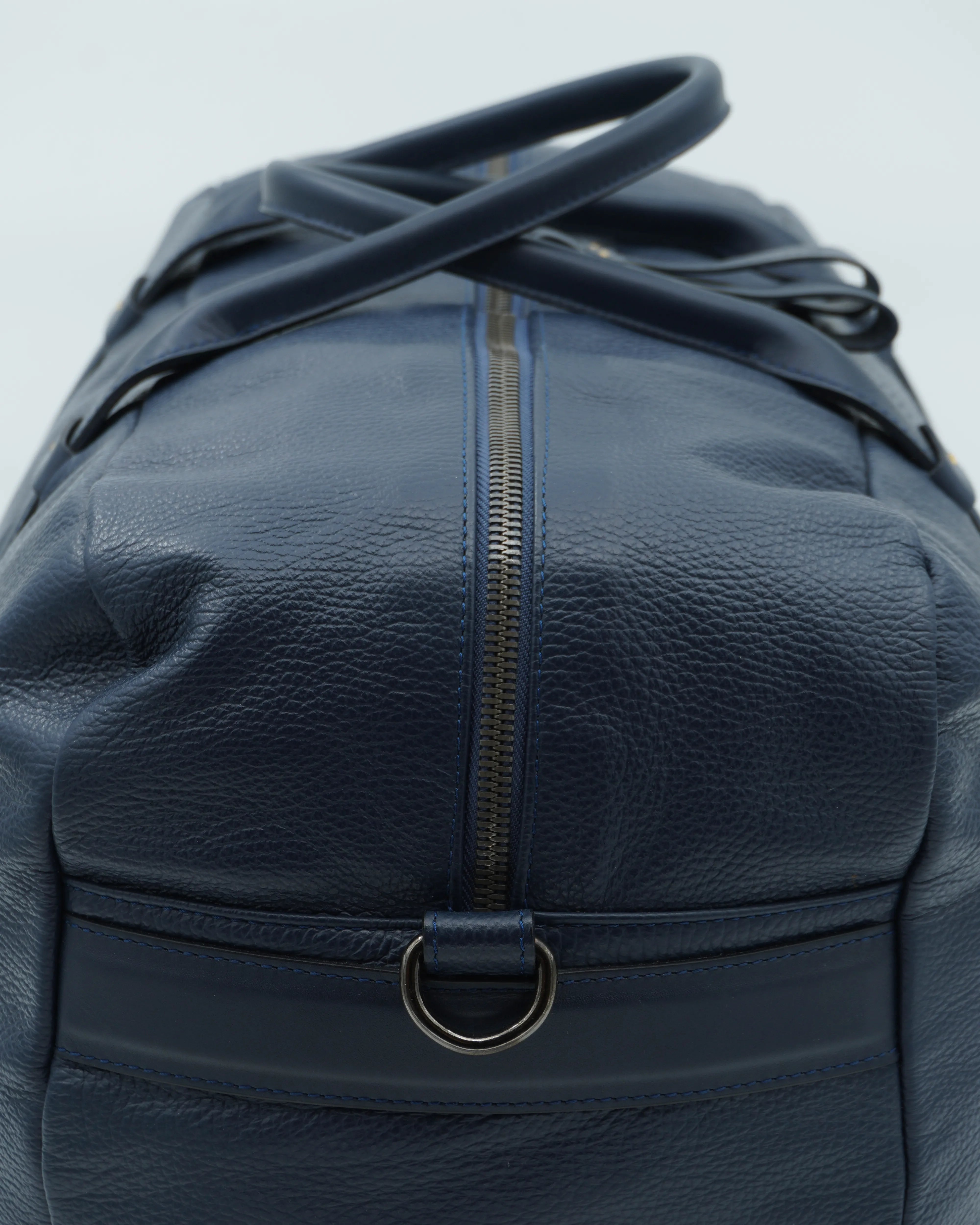 Doucals Weekend Bag Grained Leather Blue