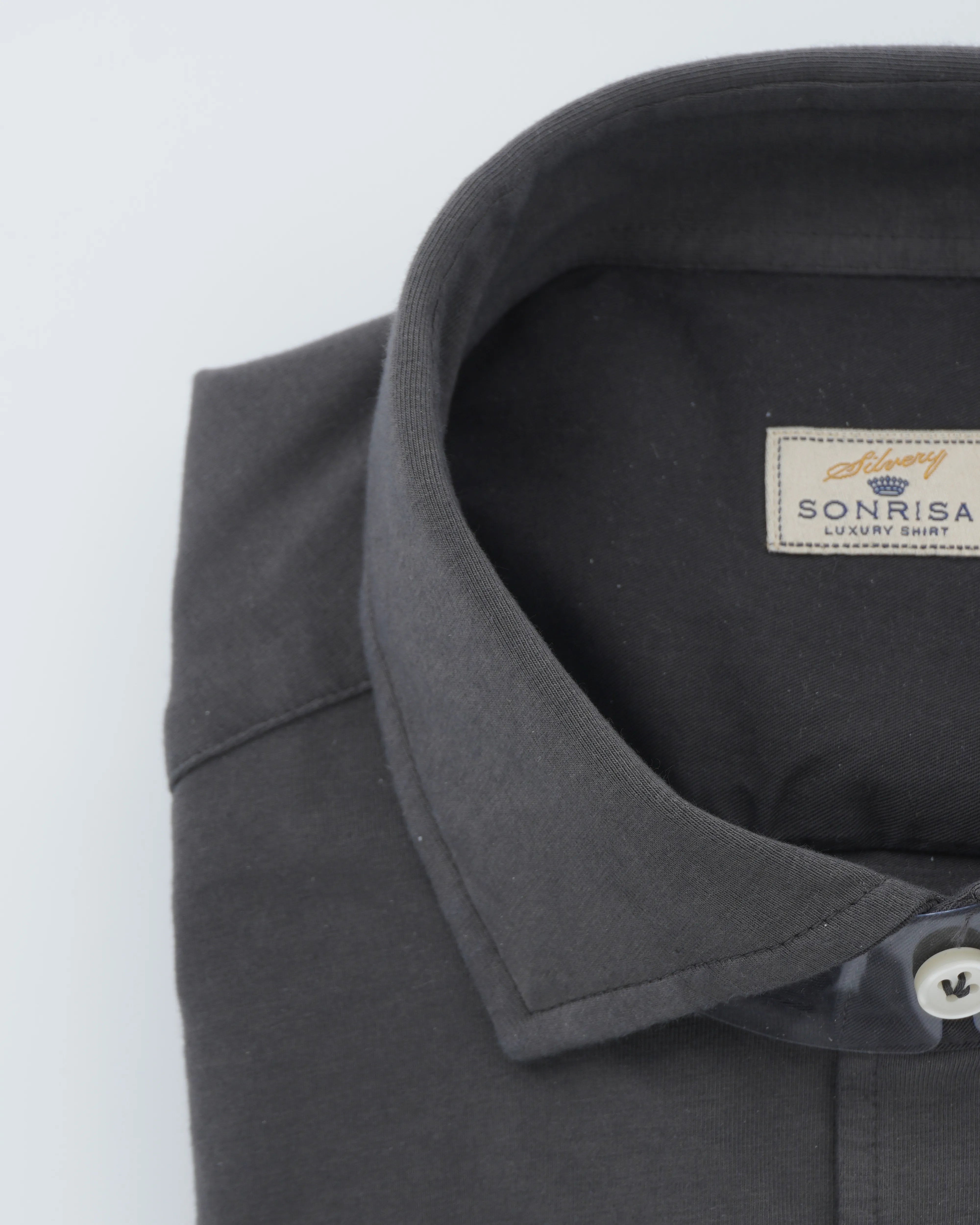 Sonrisa Shirt Washed Cotton Jersey Grey Brown