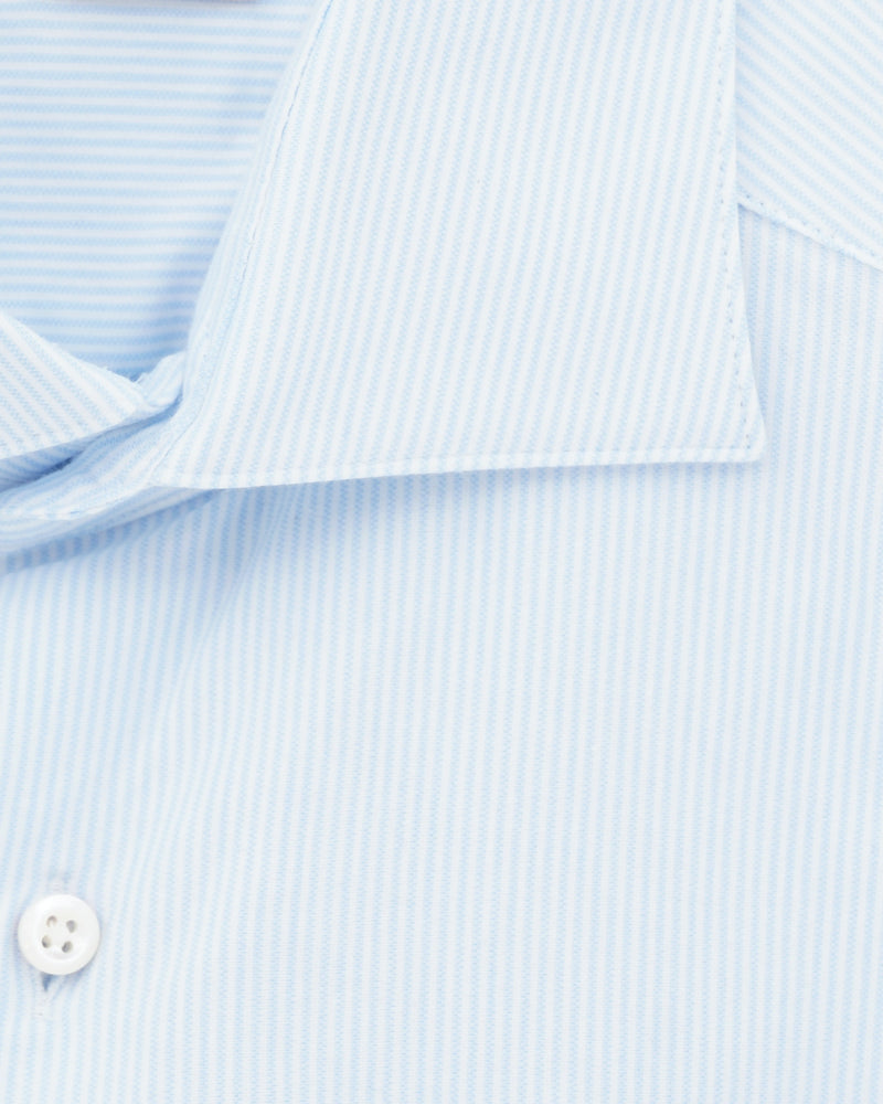 Stenströms Shirt Luxury Jersey Fine Stripe Light Blue