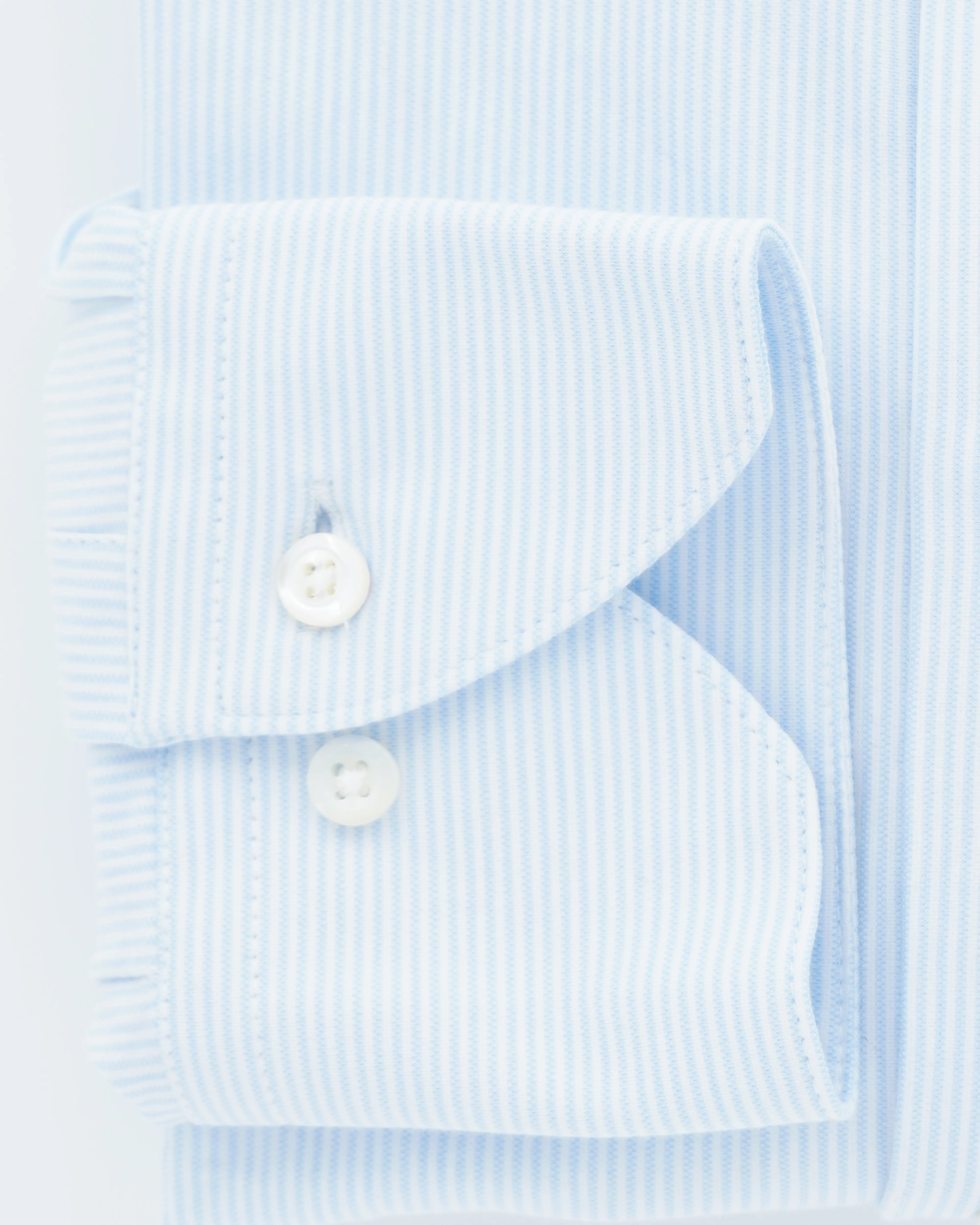 Stenströms Shirt Luxury Jersey Fine Stripe Light Blue