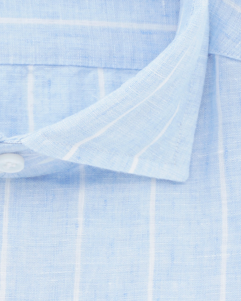Sonrisa Shirt Pure Linen Striped Light Blue
