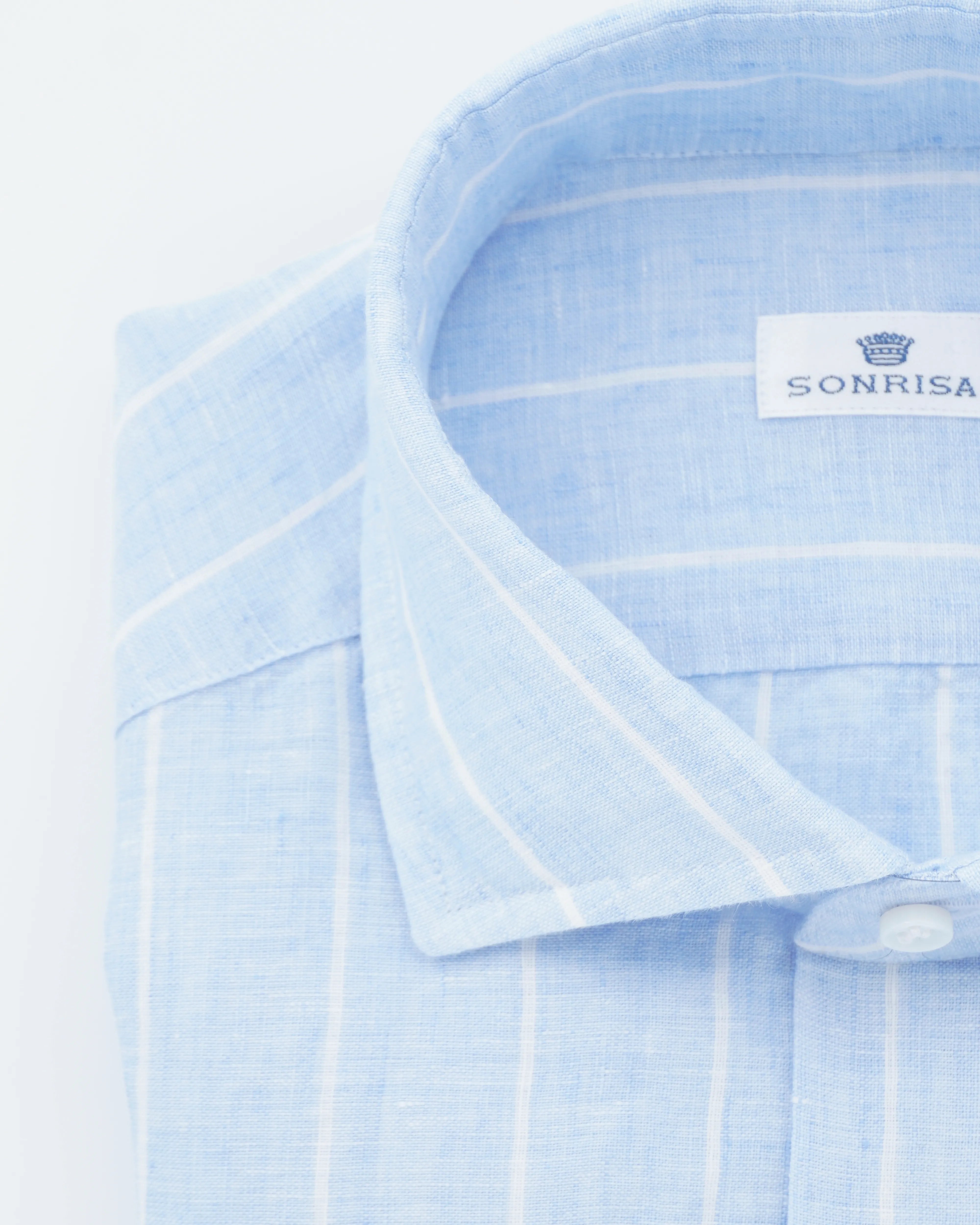 Sonrisa Shirt Pure Linen Striped Light Blue