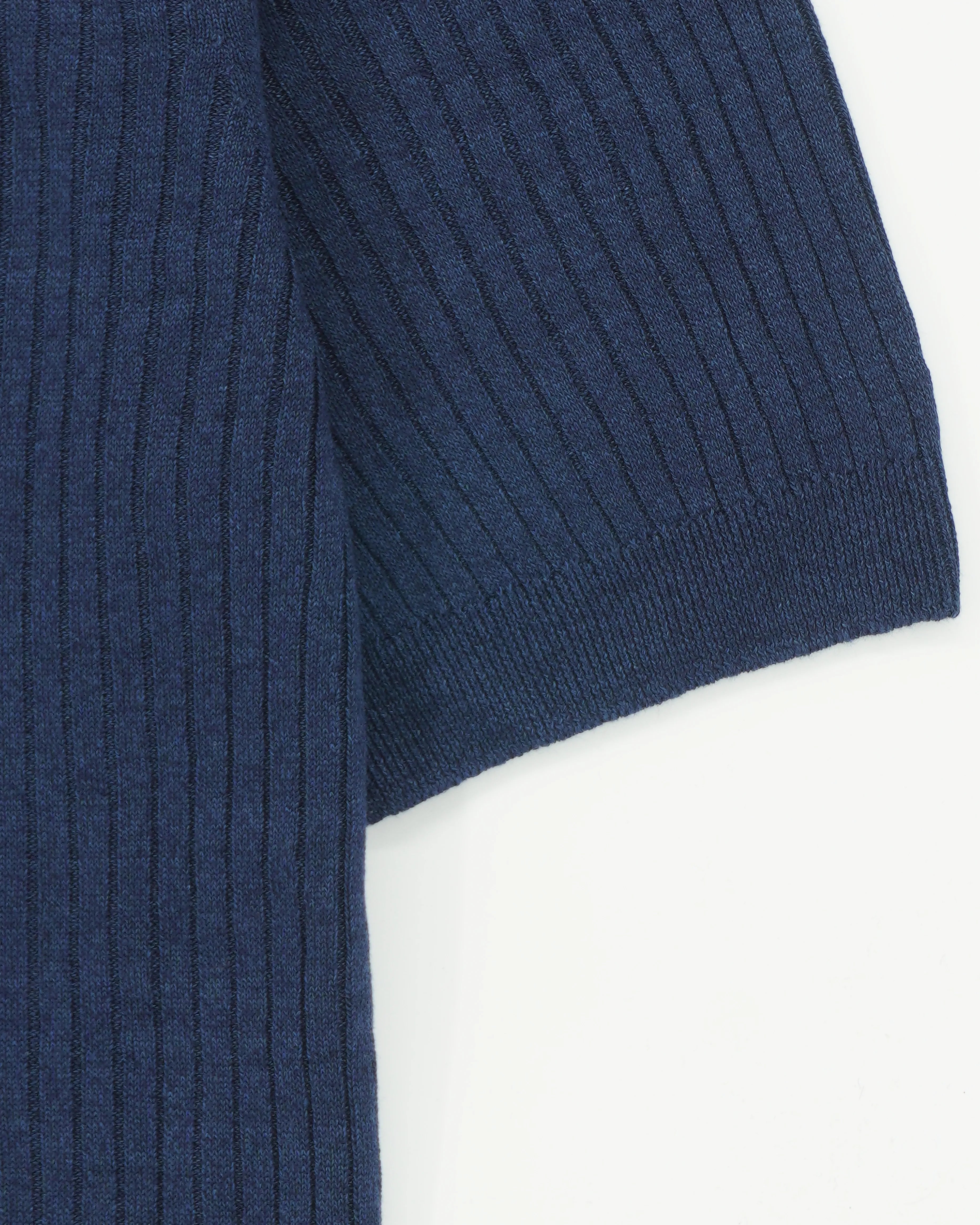 Gran Sasso Polo Shirt Linen Cotton Ribbed Navy