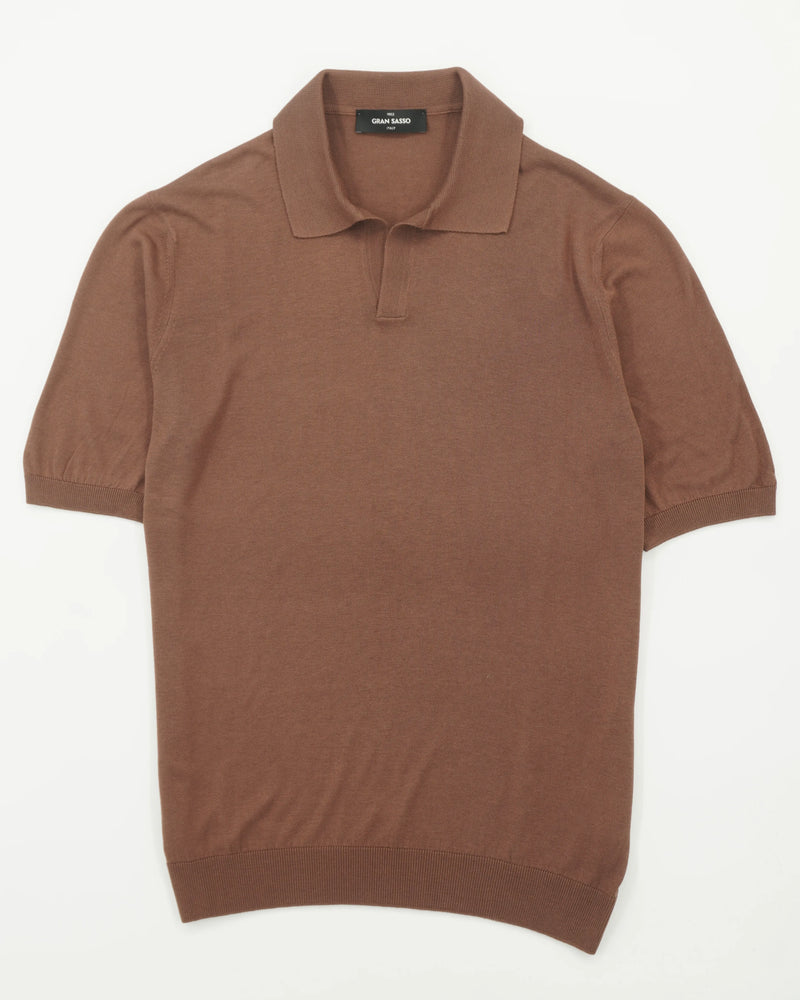 Gran Sasso Polo Shirt Pure Silk Camel