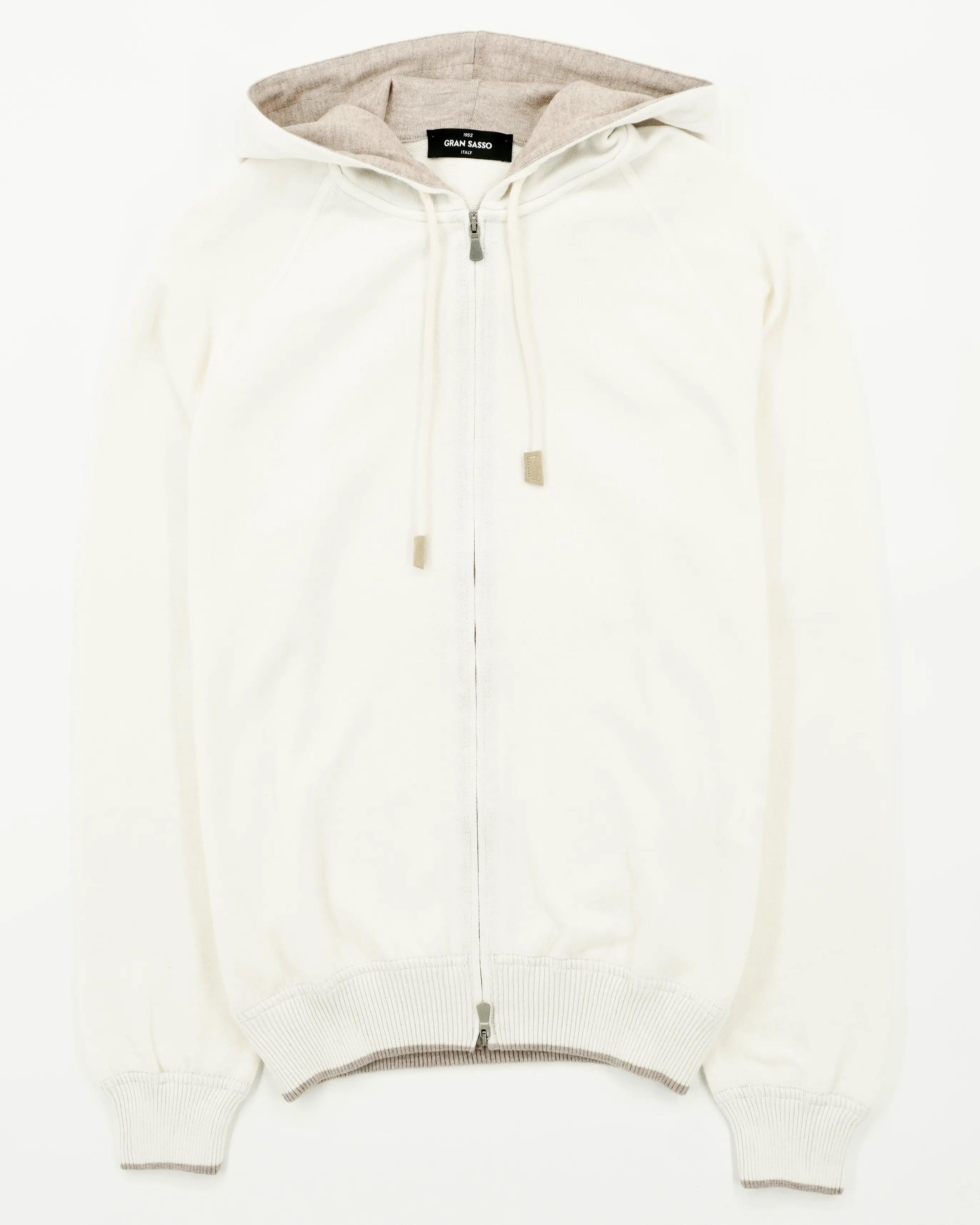 Gran Sasso Hoodie Cotton Cashmere Cream White