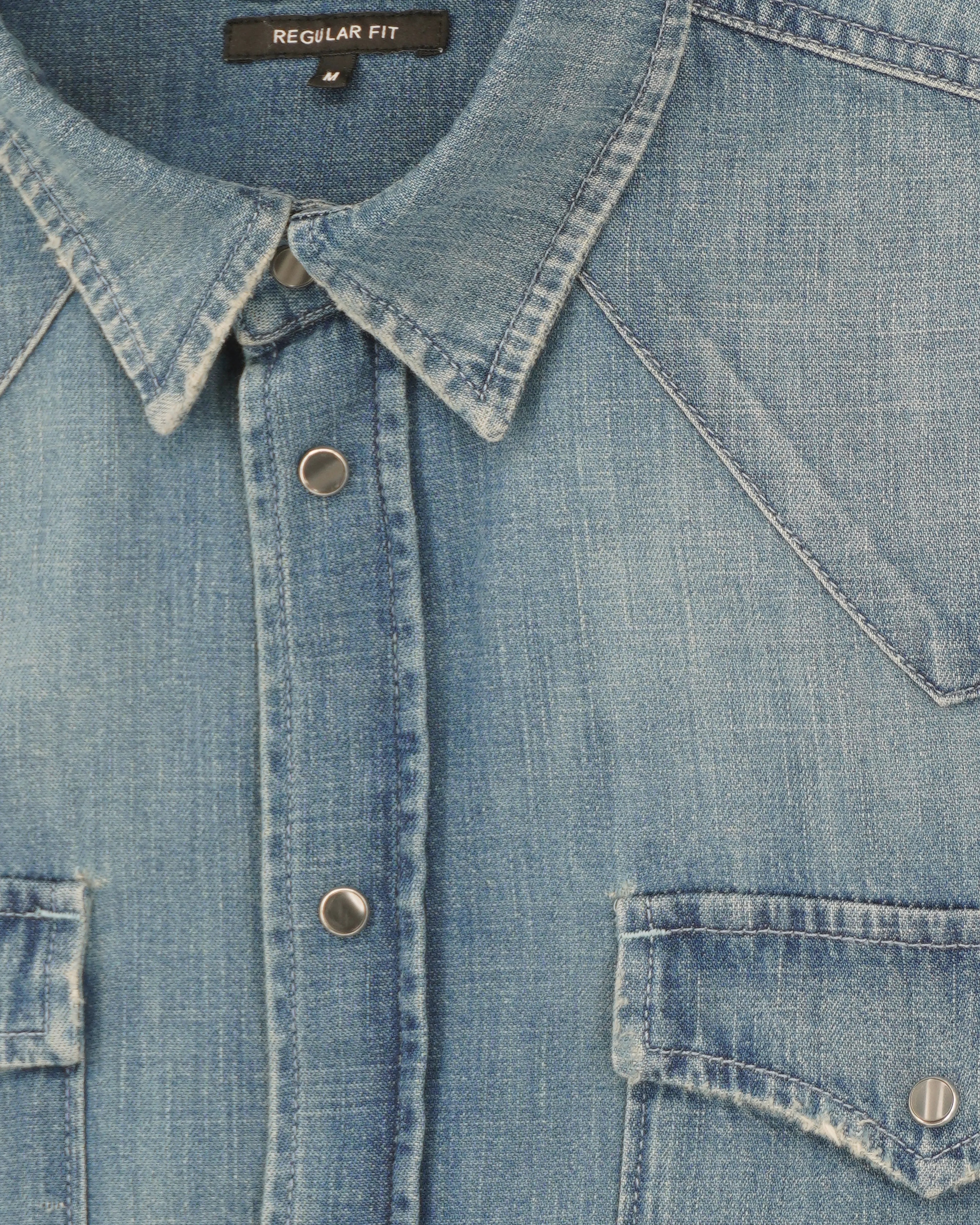 Dondup Western Shirt Pure Cotton Denim Medium Blue