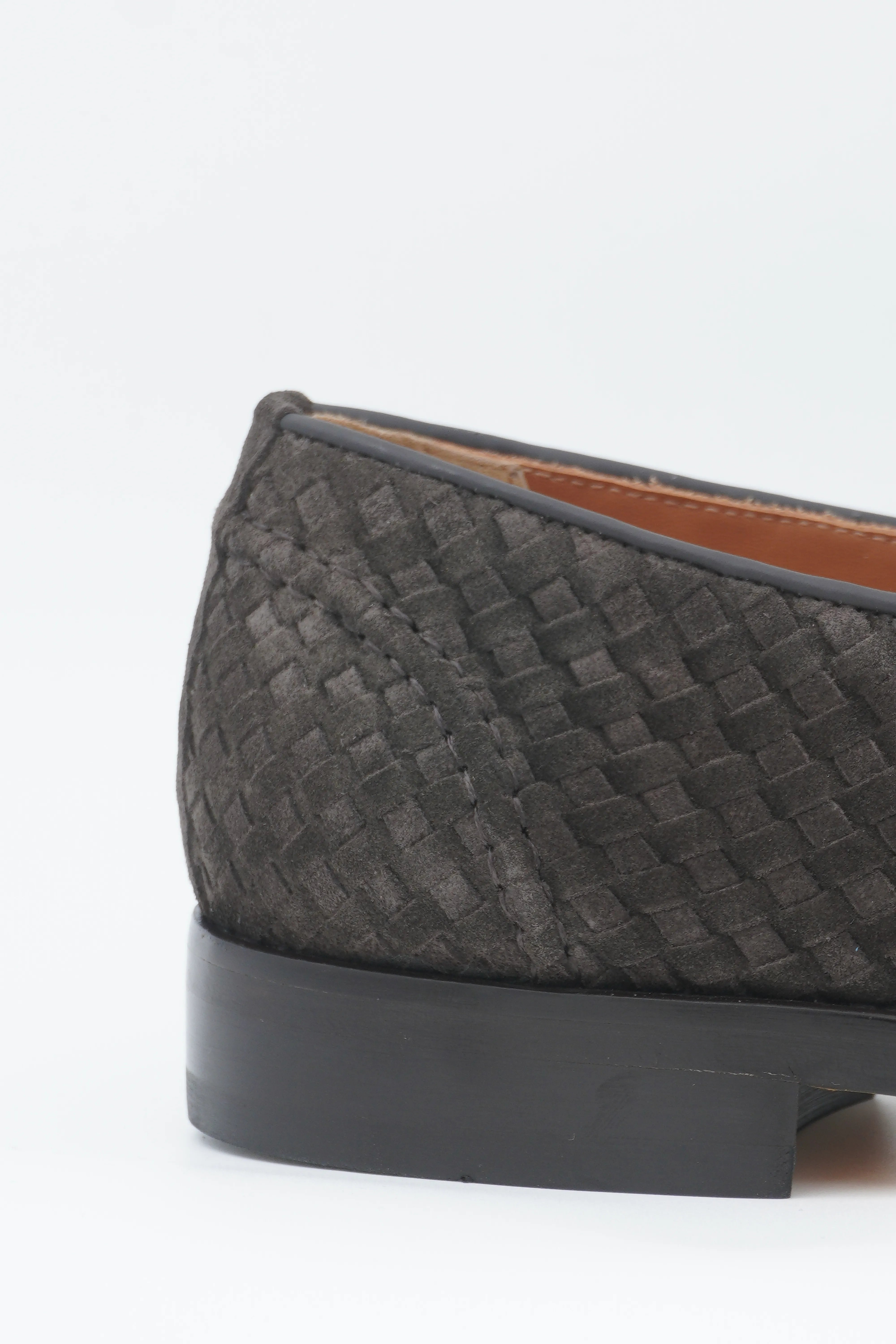 Doucals Detachable Tassel Loafer Woven Suede Dark Brown