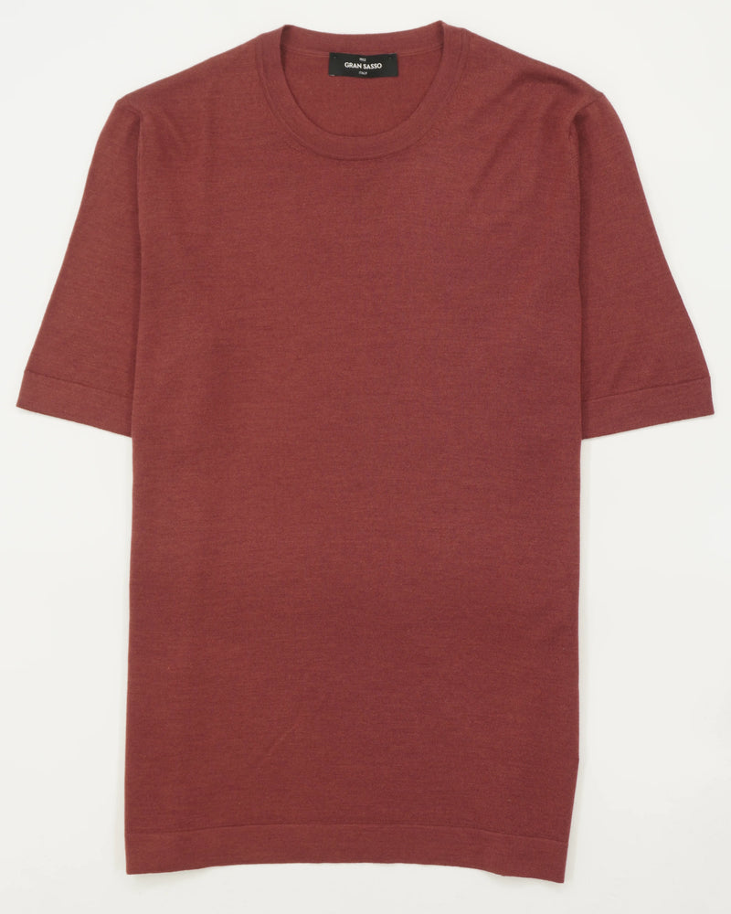 Gran Sasso Knitted T-Shirt Cashmere Silk Soft Red