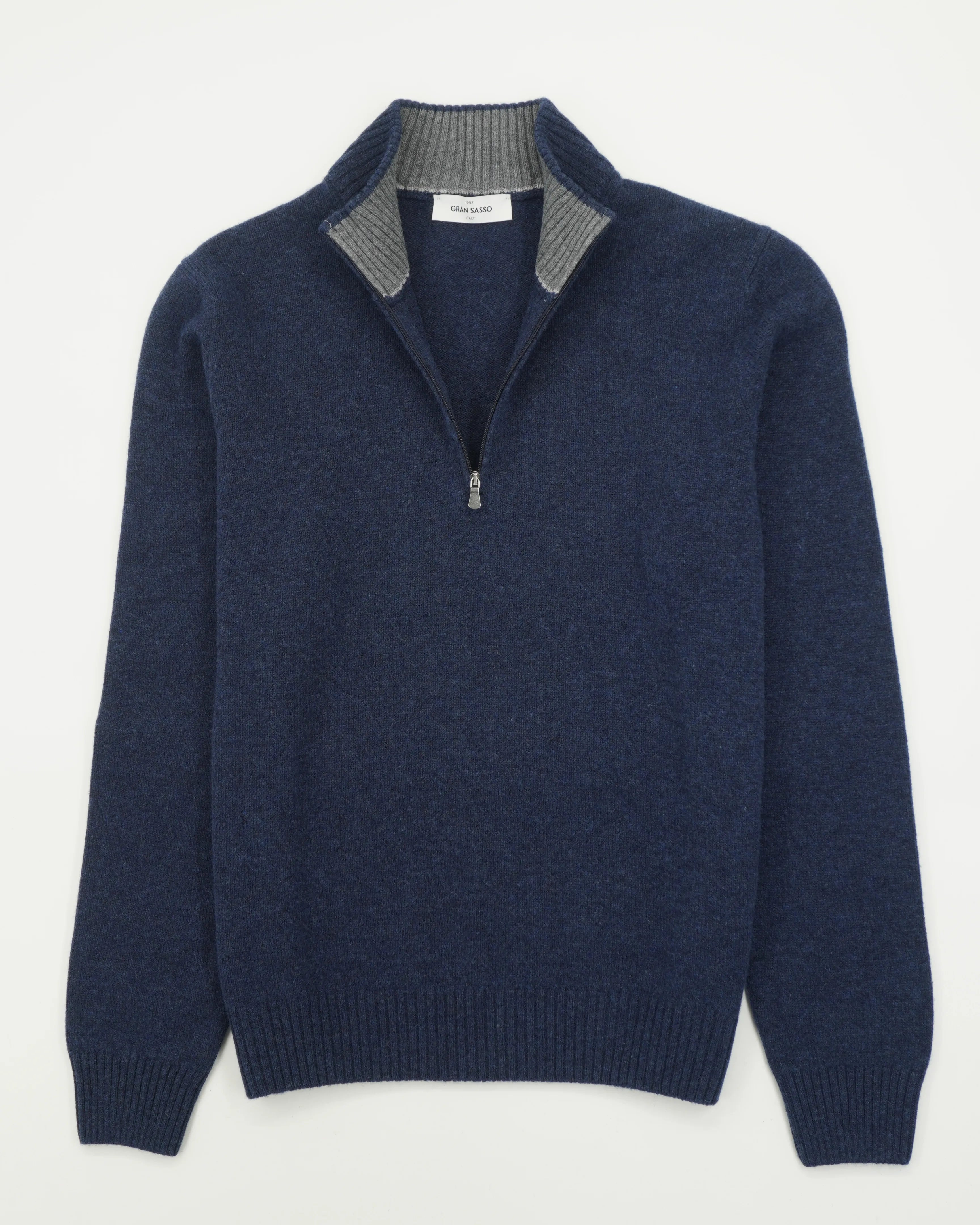 Gran Sasso Half Zip Wool Cashmere Blue