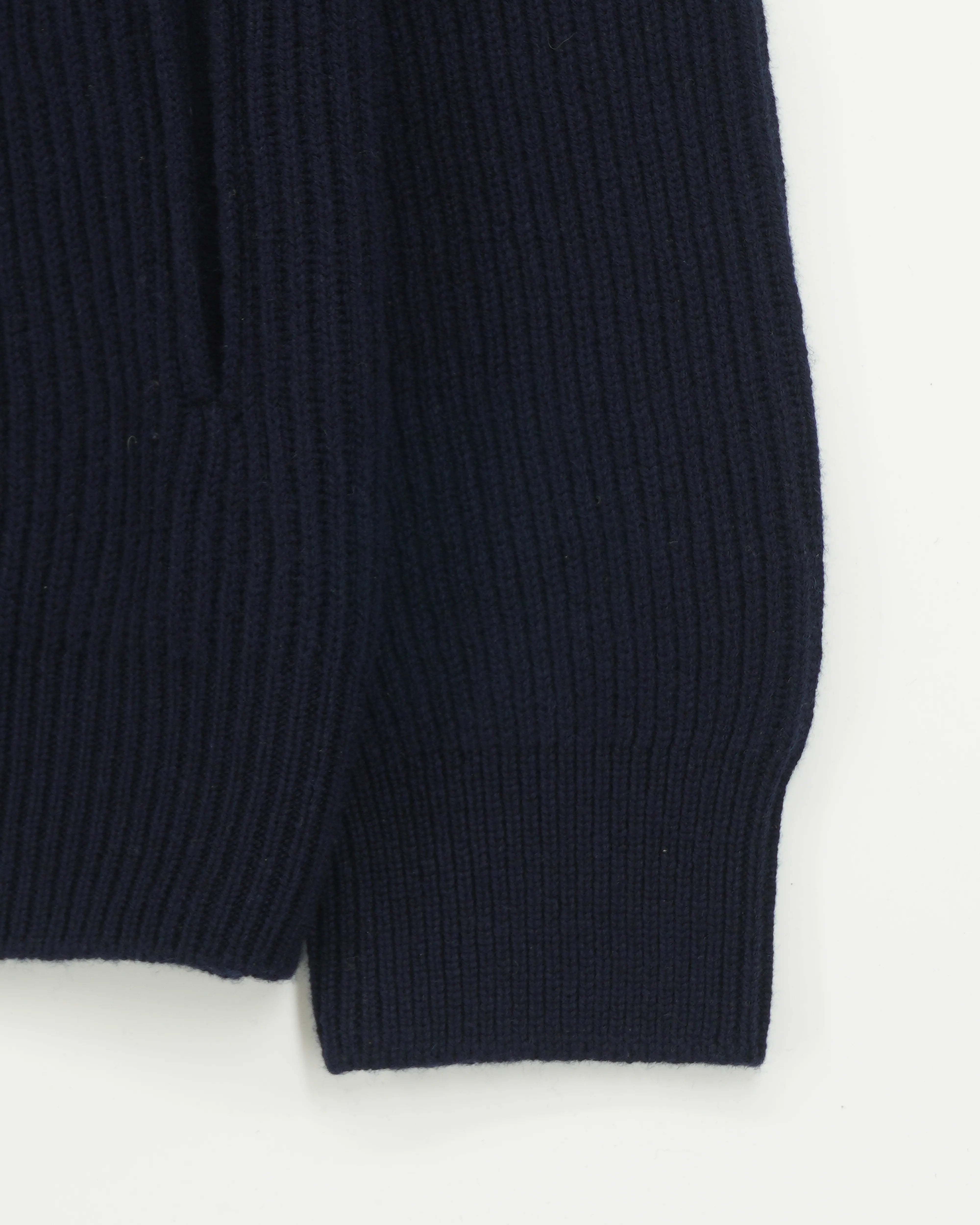 Gran Sasso Full Zip Wool Cashmere Rib Navy