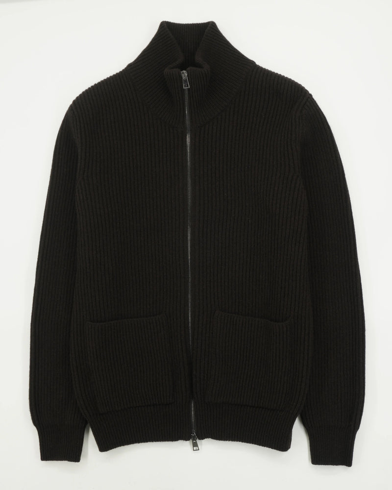 GRP Full Zip Wool Cashmere Dark Brown