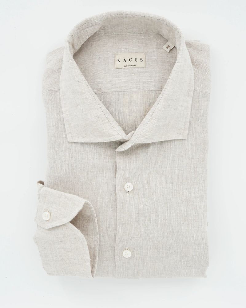 Xacus Shirt Pure Linen Regular Fit Light Beige