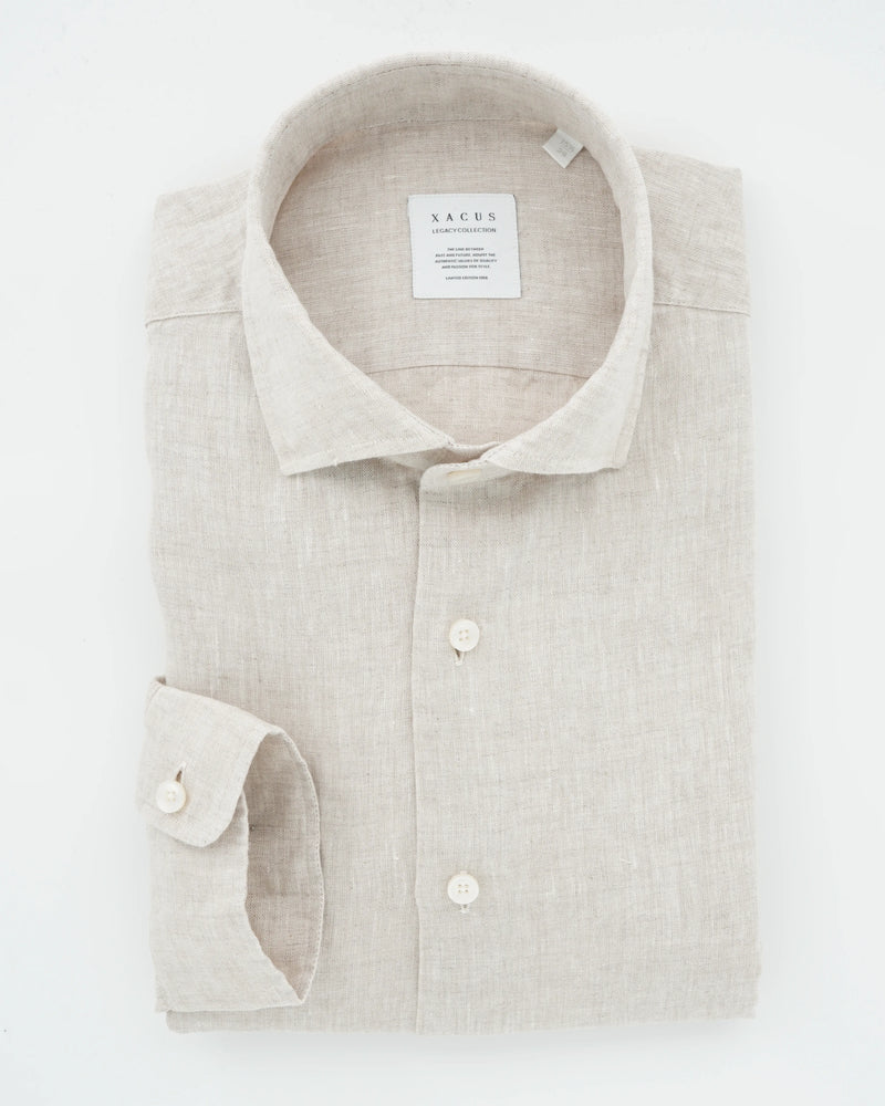 Xacus Shirt Pure Linen Slim Fit Light Beige