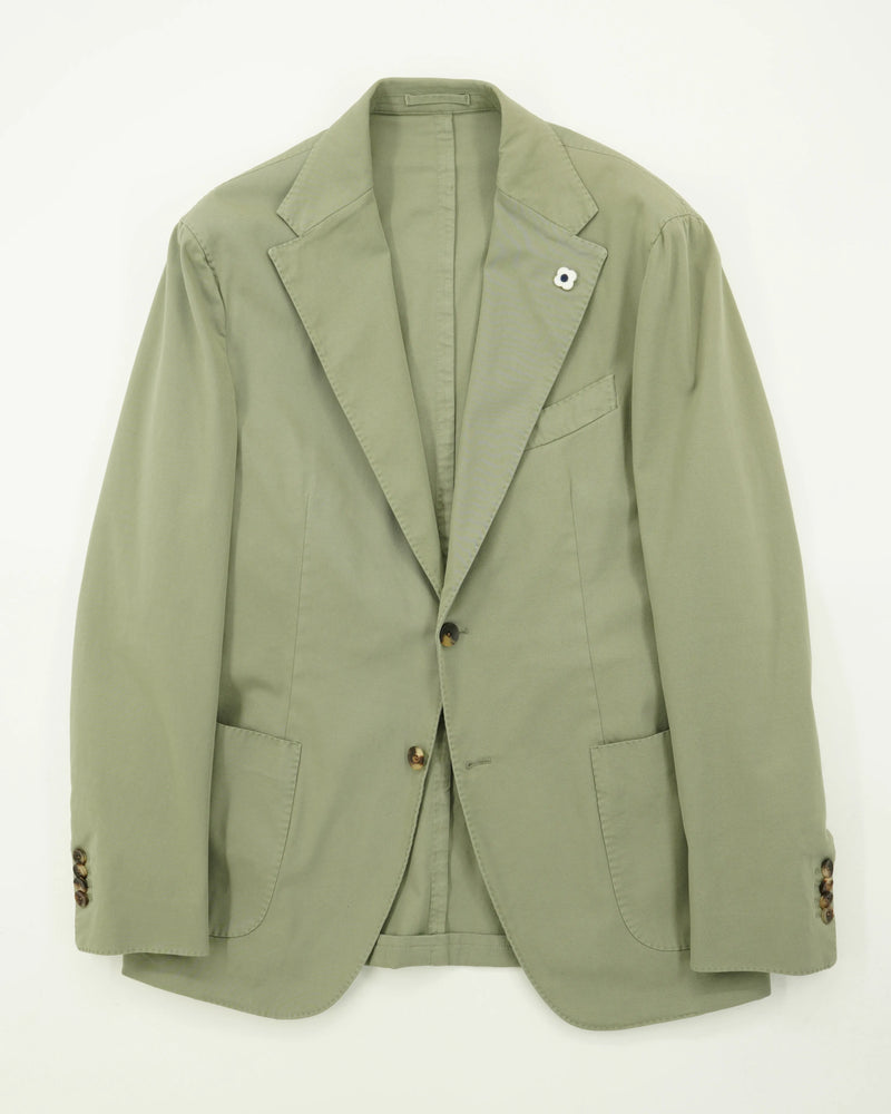 Lardini Jacket Garment Dyed Cotton Green