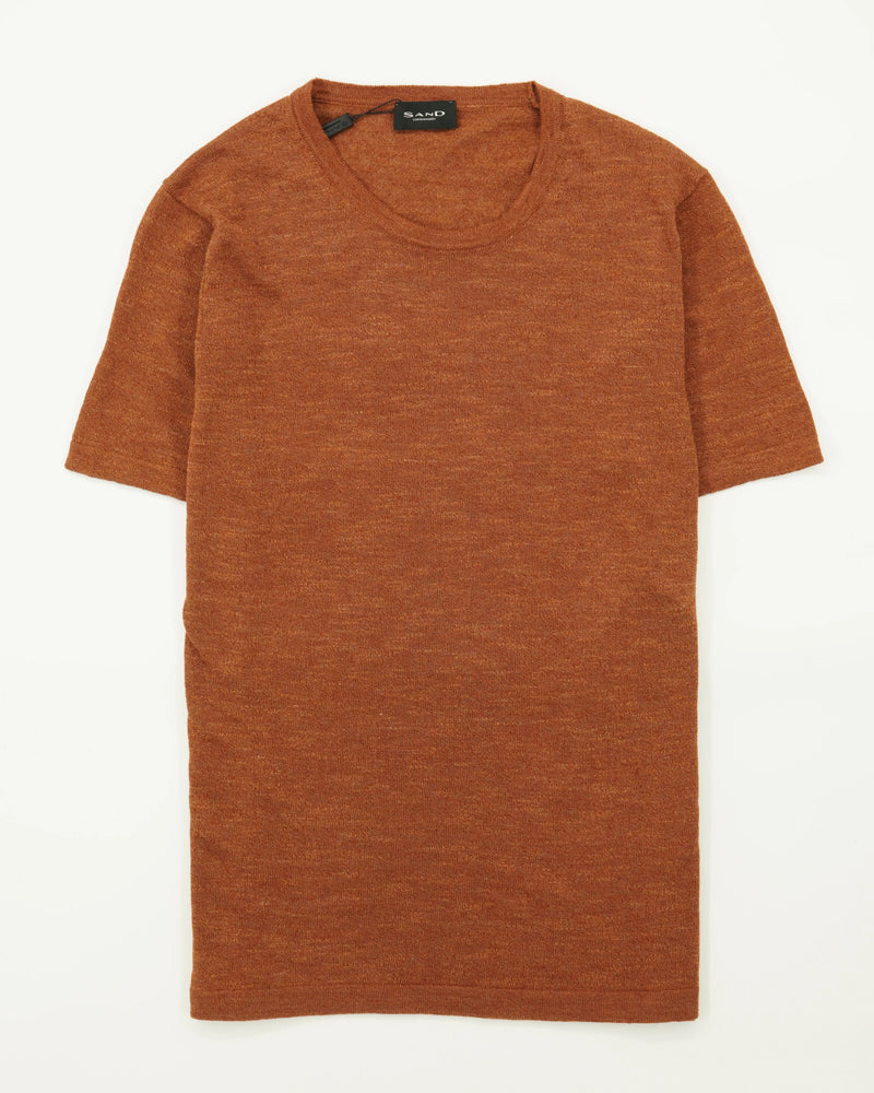 Sand Knitted T-Shirt Linen Blend Terracotta