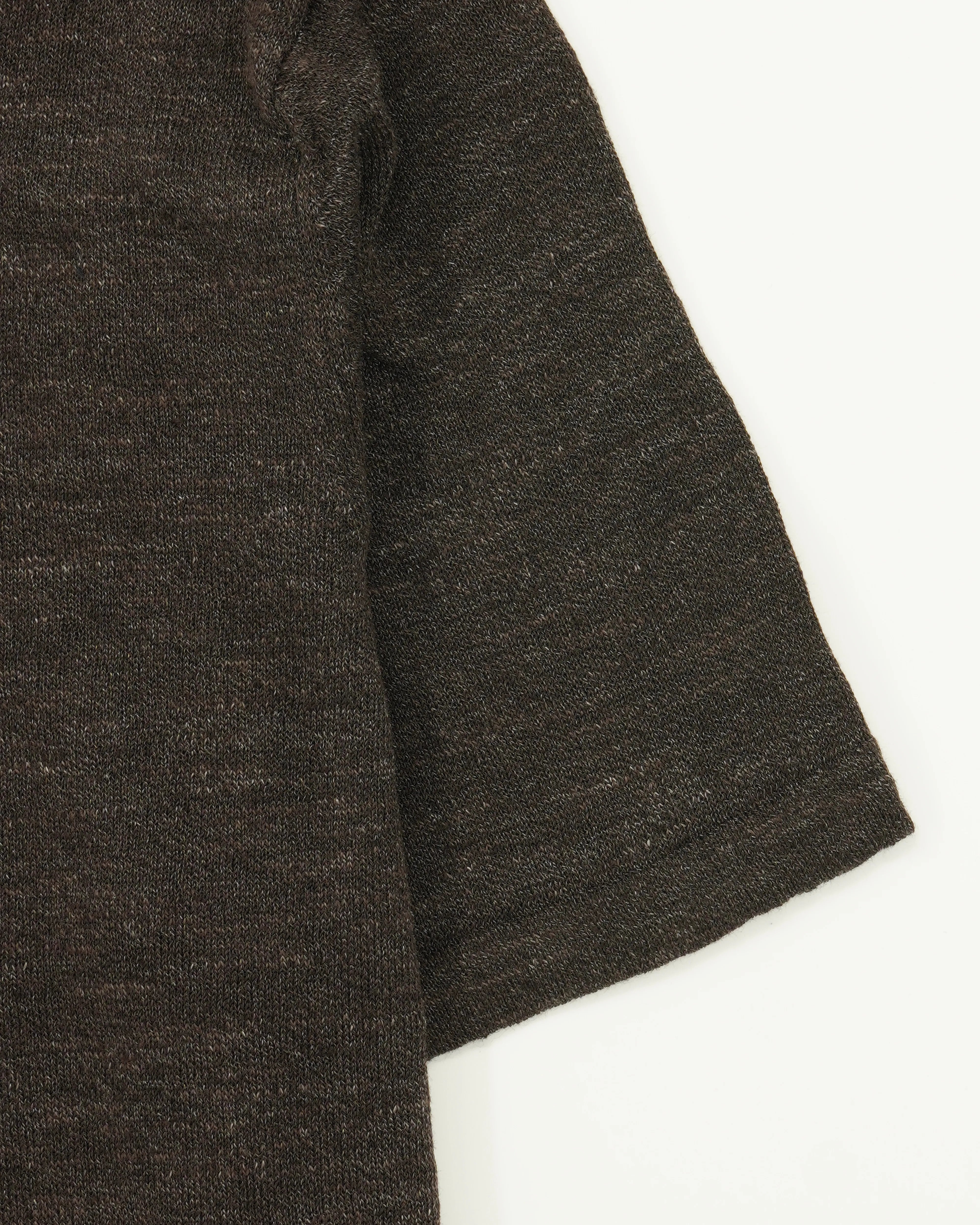 Sand Polo Shirt Linen Blend Dark Brown