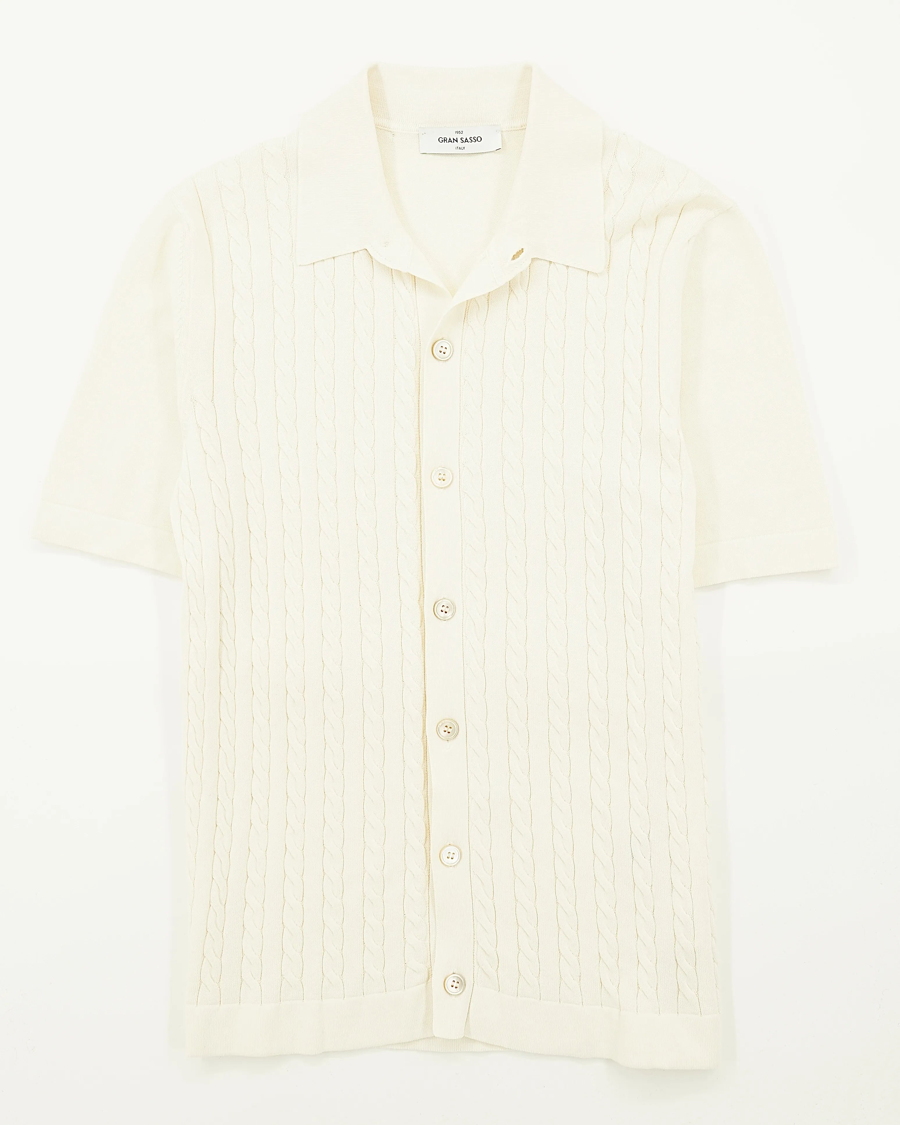 Gran Sasso Polo Shirt Cable Knit Cream