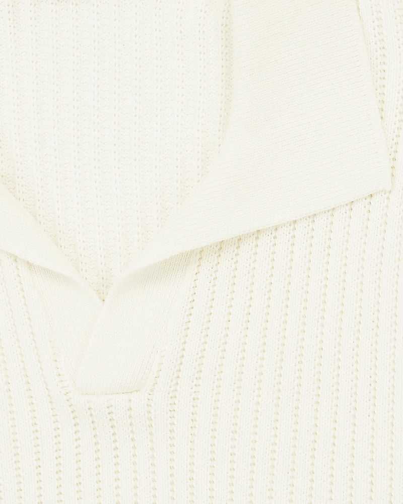 Gran Sasso Polo Shirt Pure Cotton Ribbed Cream