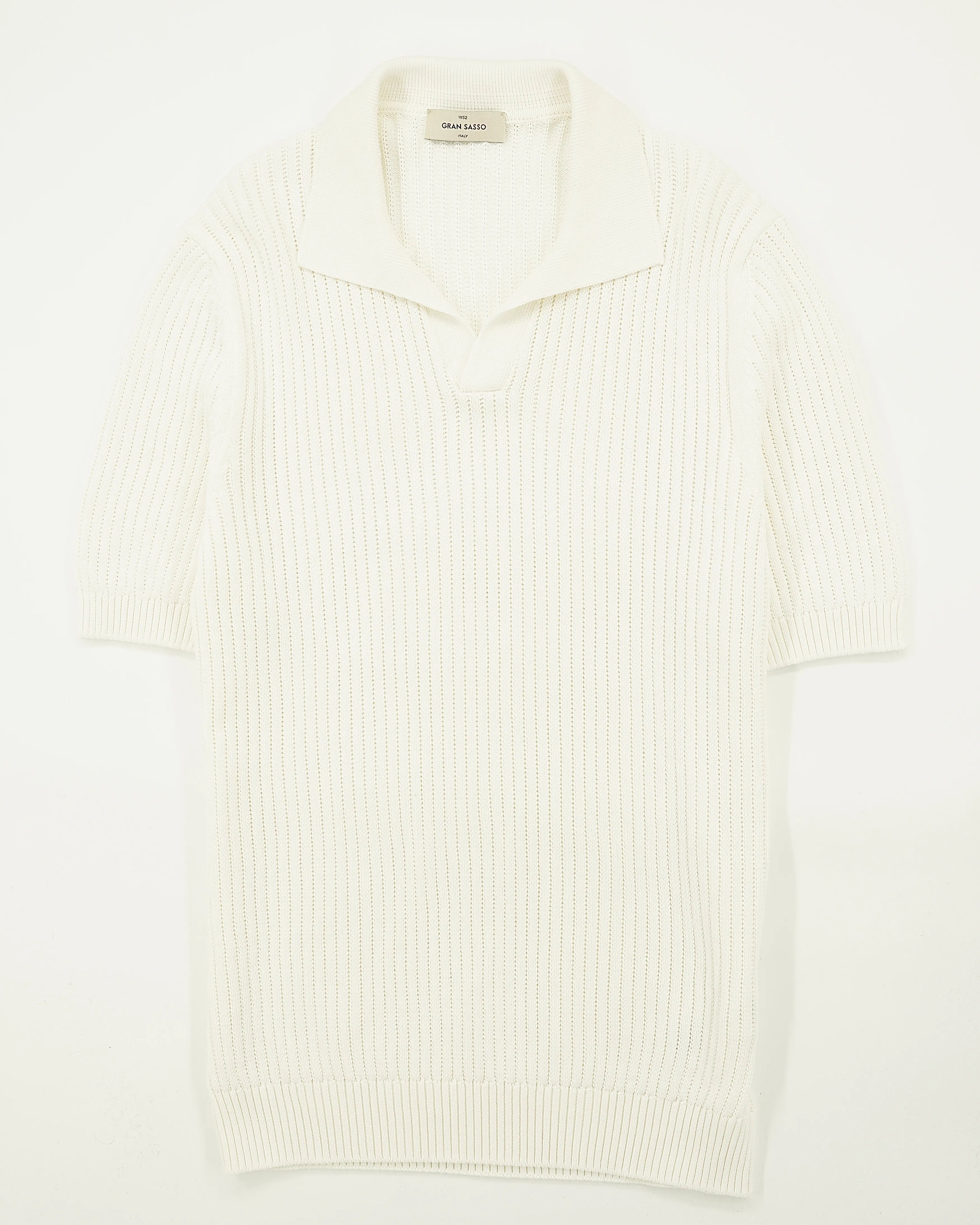 Gran Sasso Polo Shirt Pure Cotton Ribbed Cream