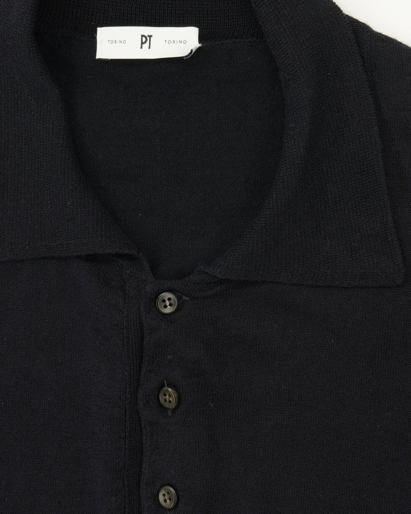 PT Torino Polo Shirt Linen Cotton Dark Navy