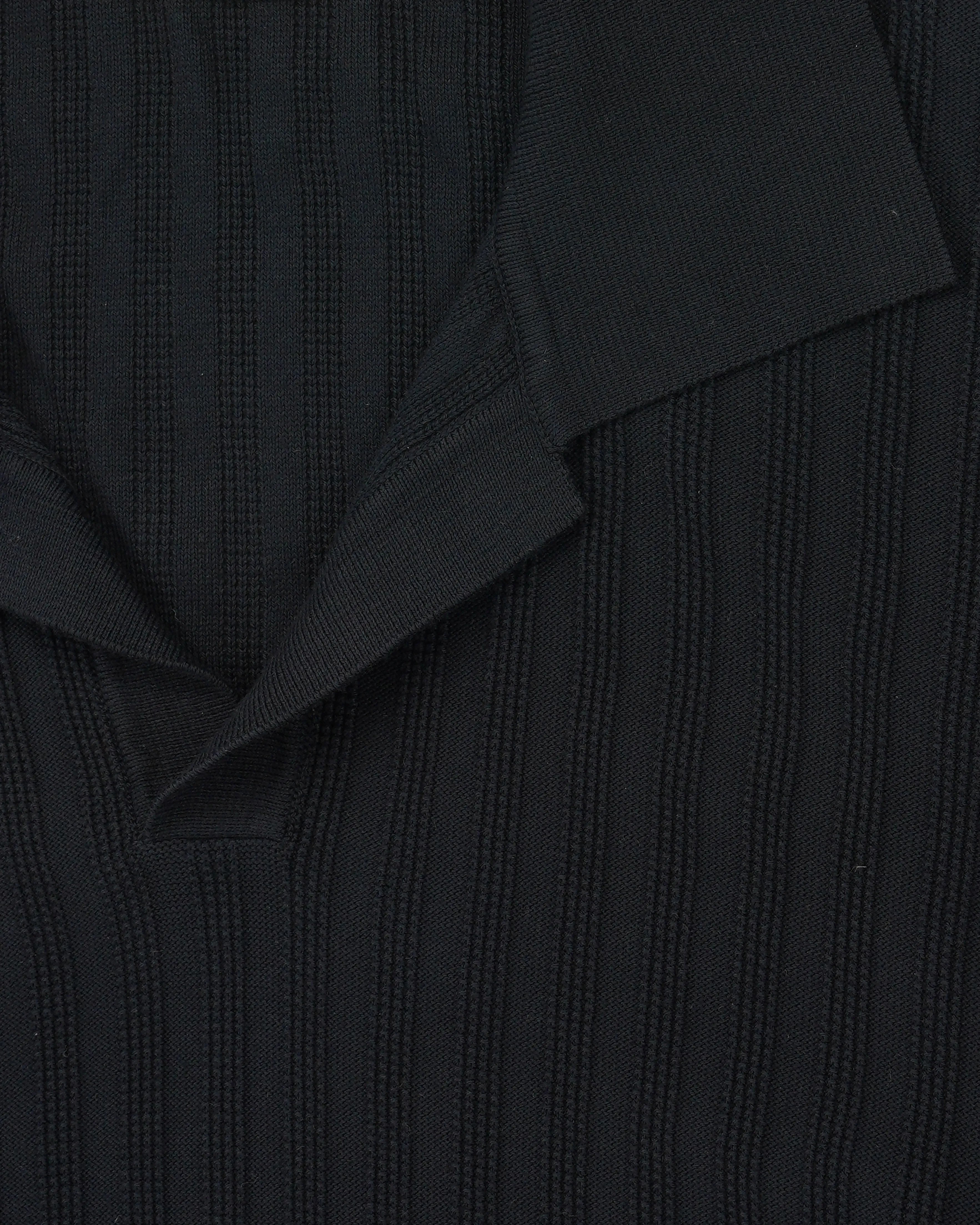 Sand Polo Shirt Pure Cotton Ribbed Navy