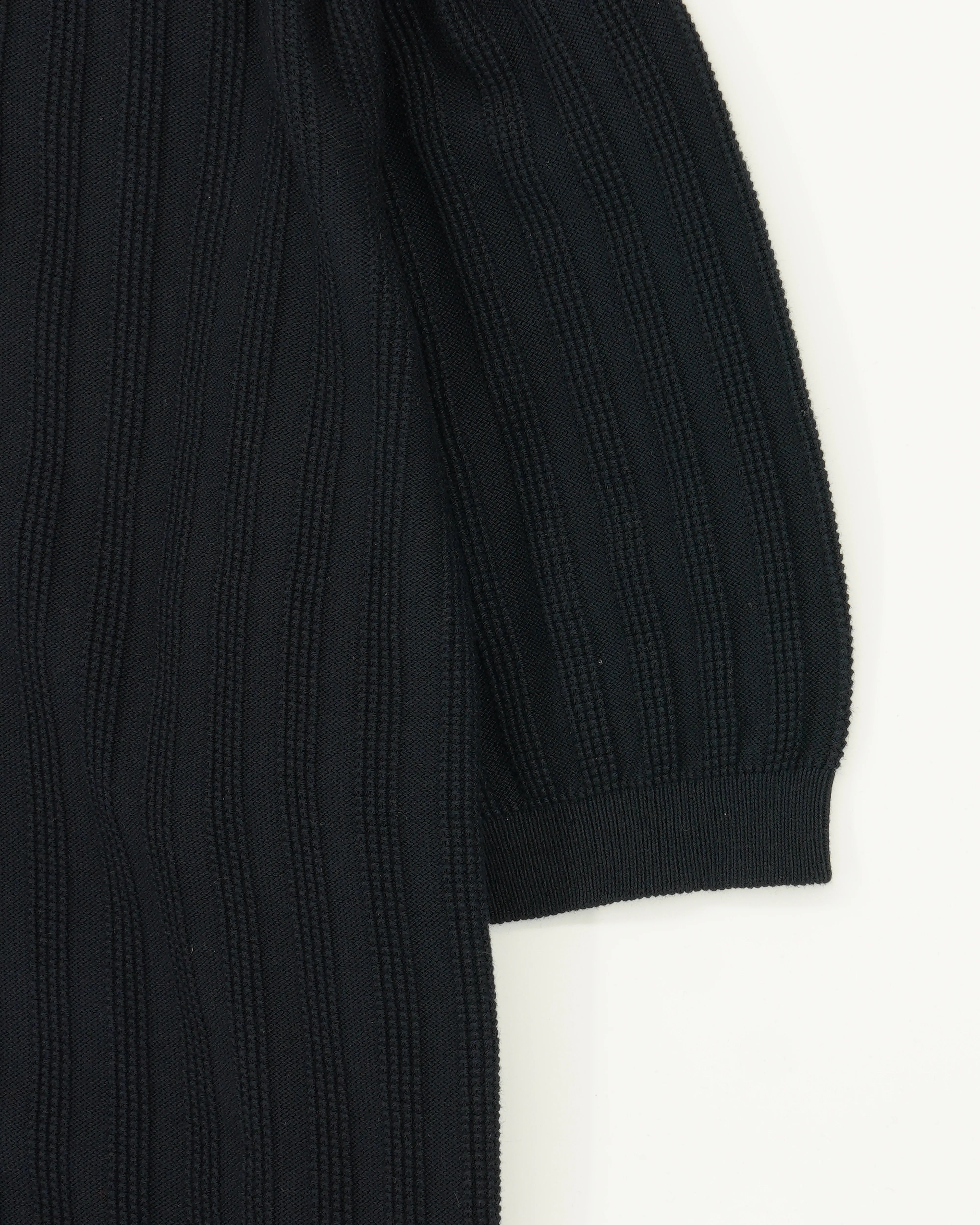 Sand Polo Shirt Pure Cotton Ribbed Navy