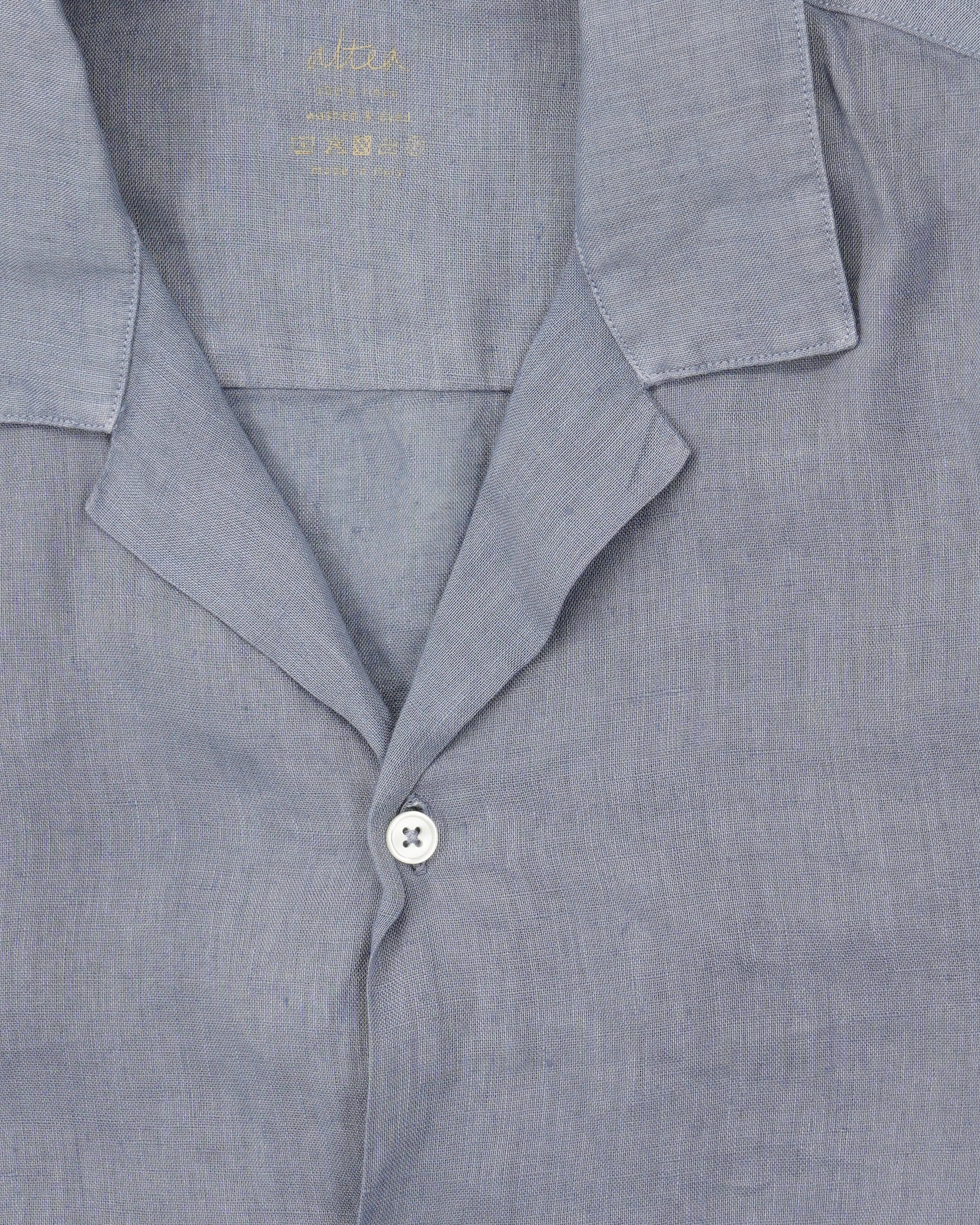 Altea Resort Shirt Pure Linen Medium Blue