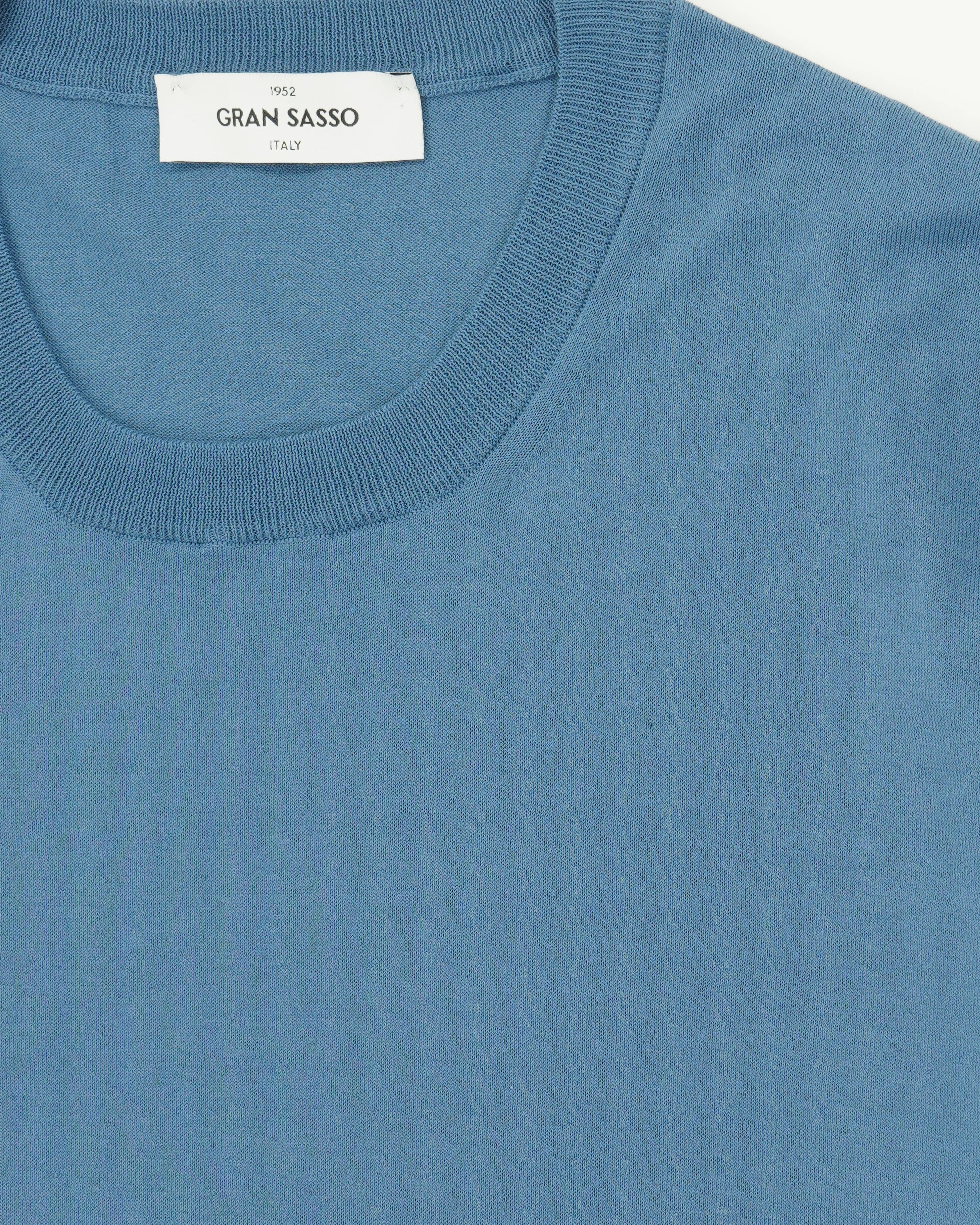 Gran Sasso Knitted T-Shirt Fresh Cotton Blue