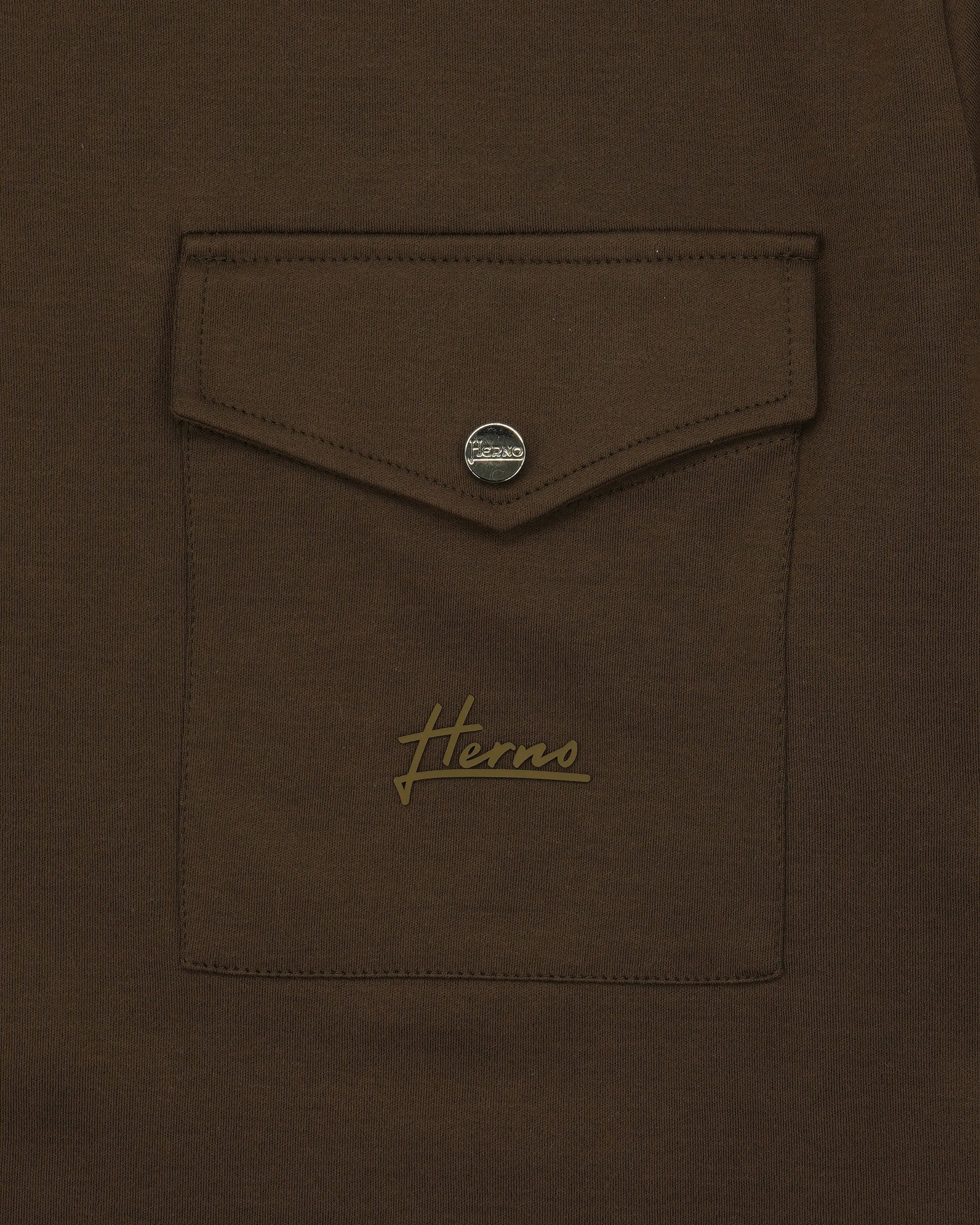 Herno T-Shirt Pure Cotton Chest Pocket Brown