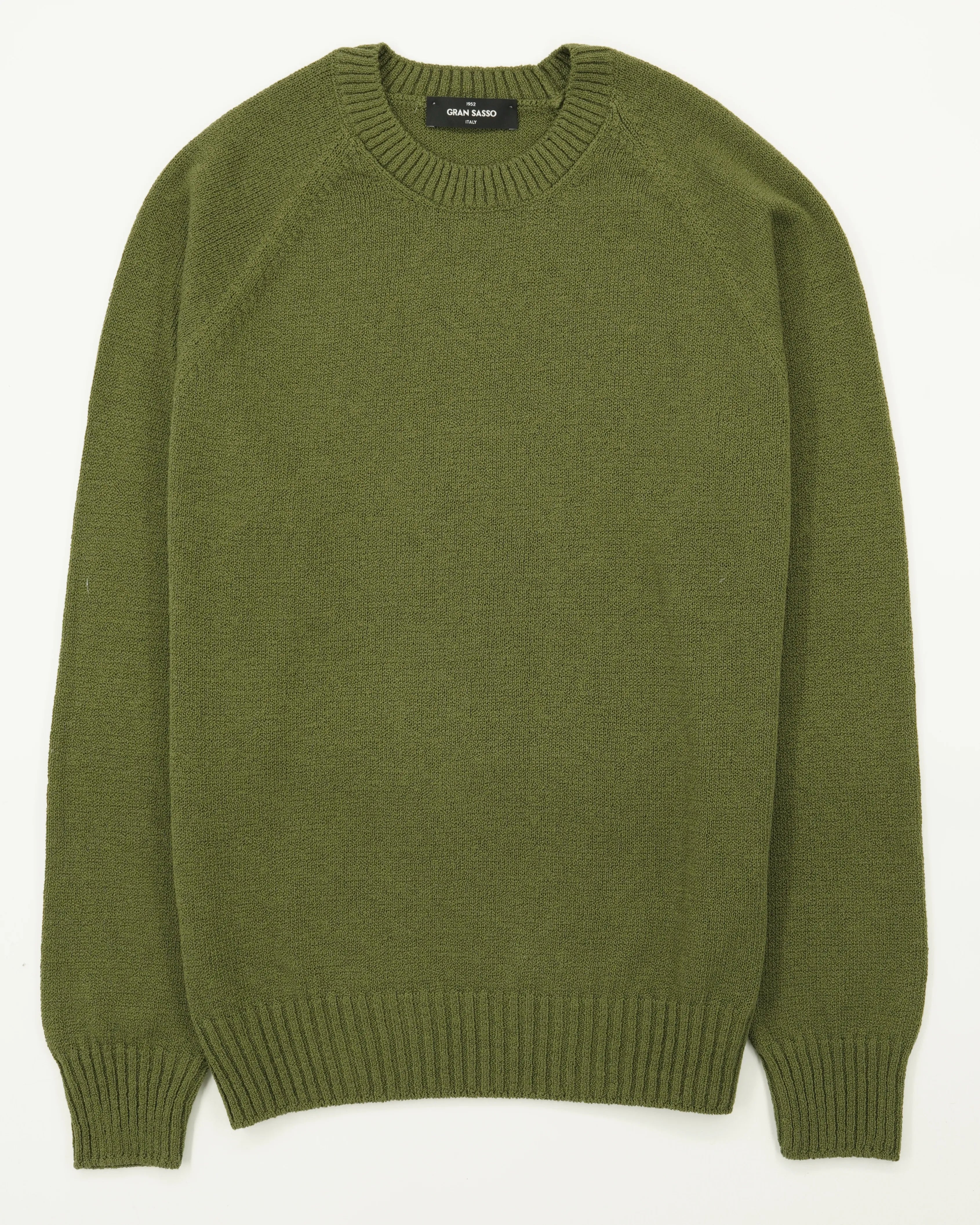 Gran Sasso Crewneck Cotton Cashmere Heavy Knit Green
