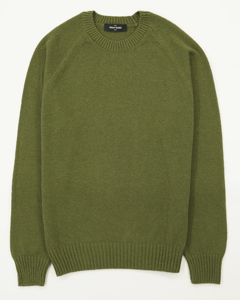 Gran Sasso Crewneck Cotton Cashmere Heavy Knit Green