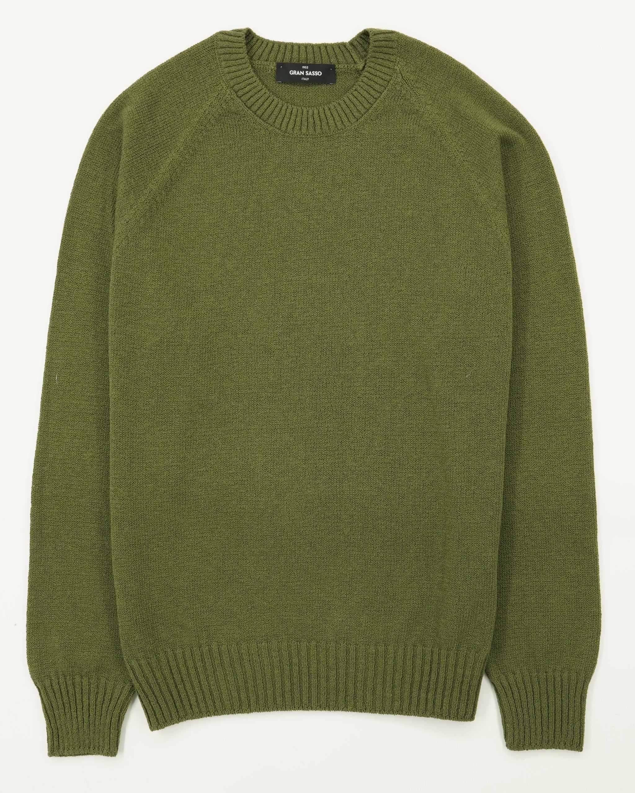 Gran Sasso Crewneck Cotton Cashmere Heavy Knit Green | Ranwald