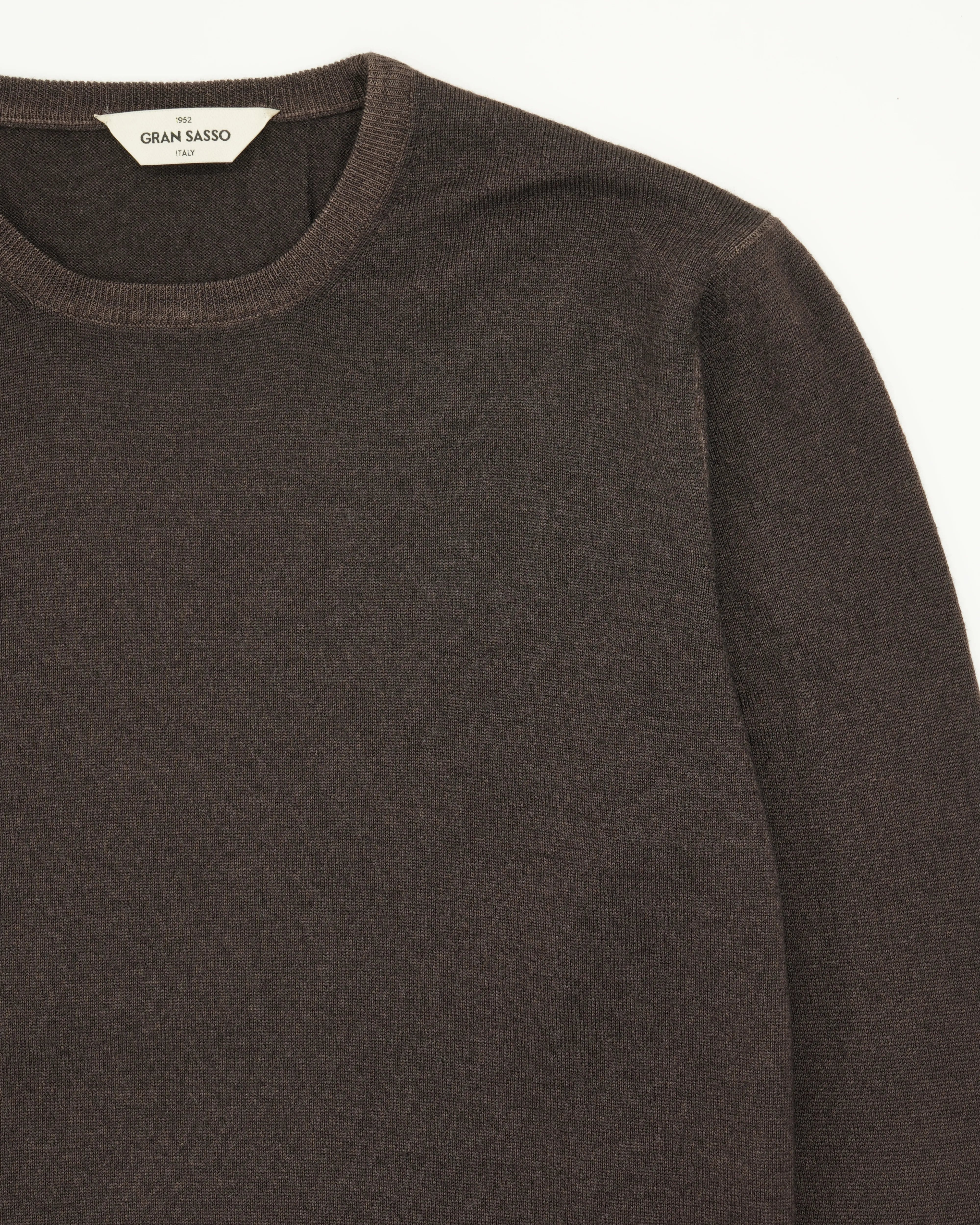 Gran Sasso Crewneck Garment Dyed Merino Wool Brown