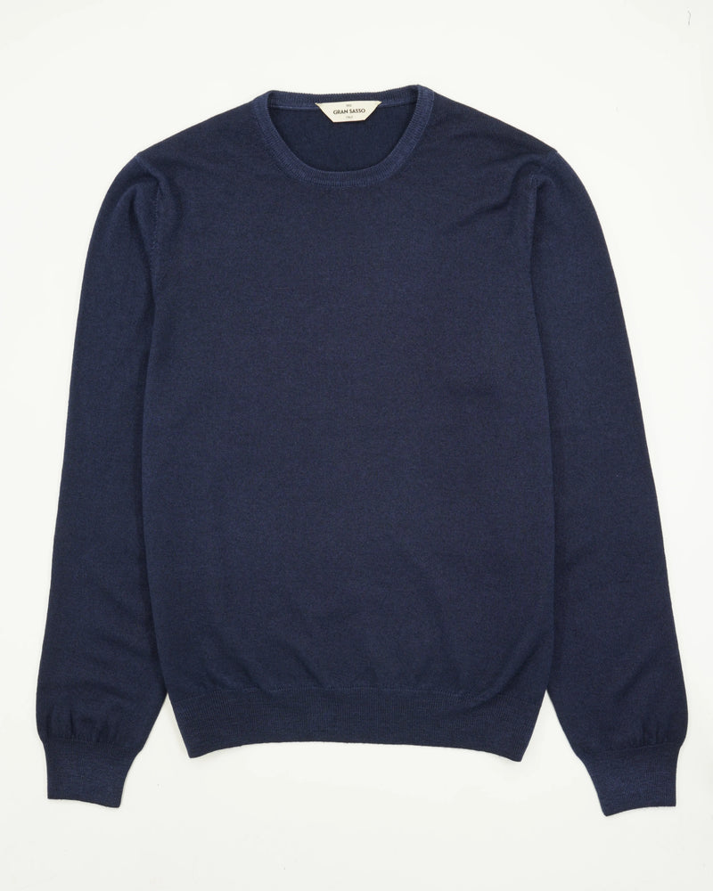 Gran Sasso Crewneck Garment Dyed Merino Wool Navy