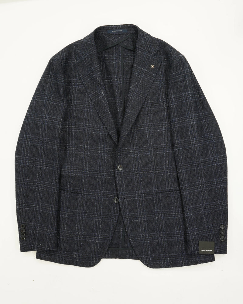 Tagliatore Jacket Wool Blend Check Navy